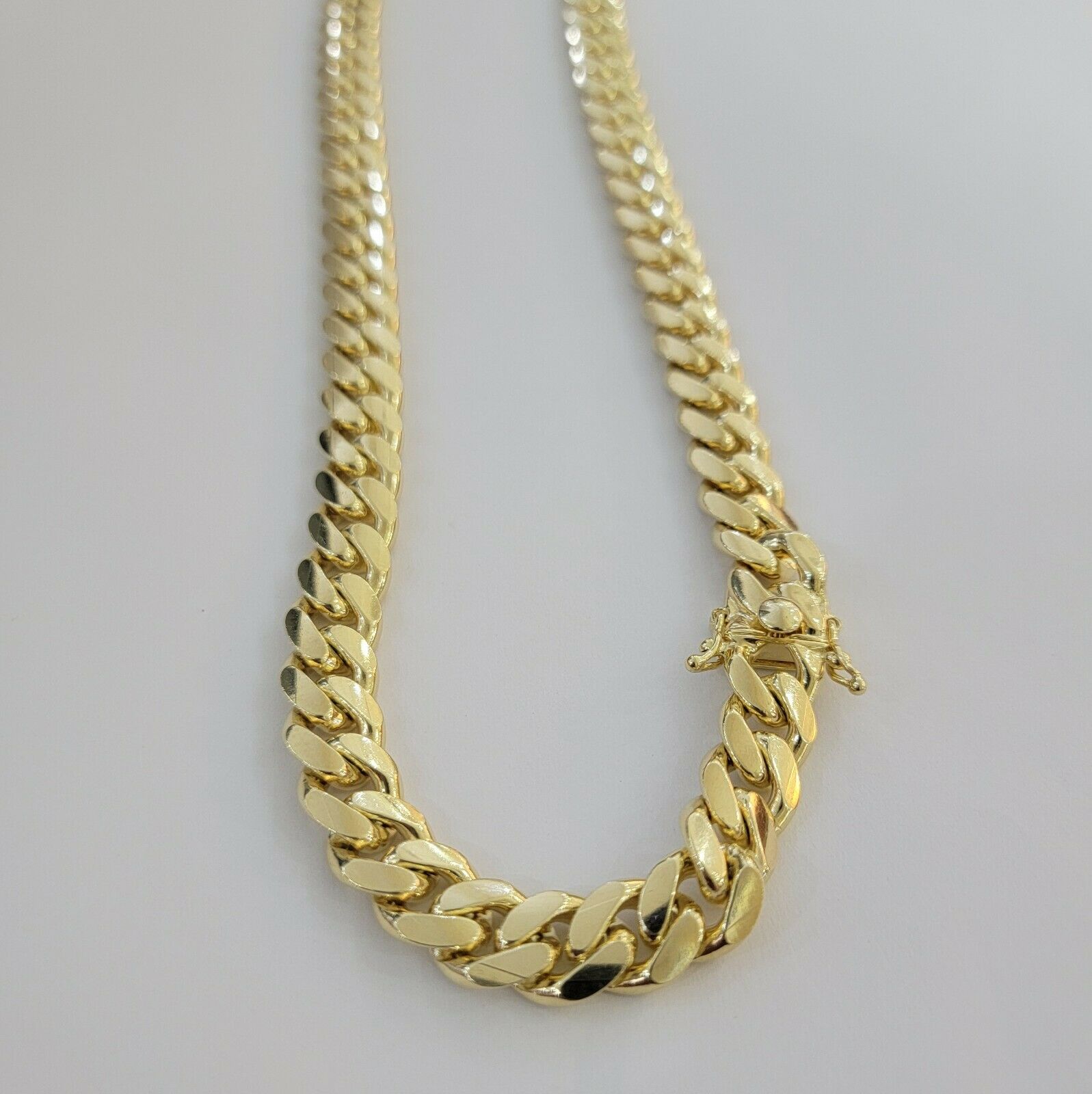 REAL Solid 10k Yellow Gold Chain 10mm Miami Cuban Link Necklace 26" Men Box Lock - GoldenlinQ