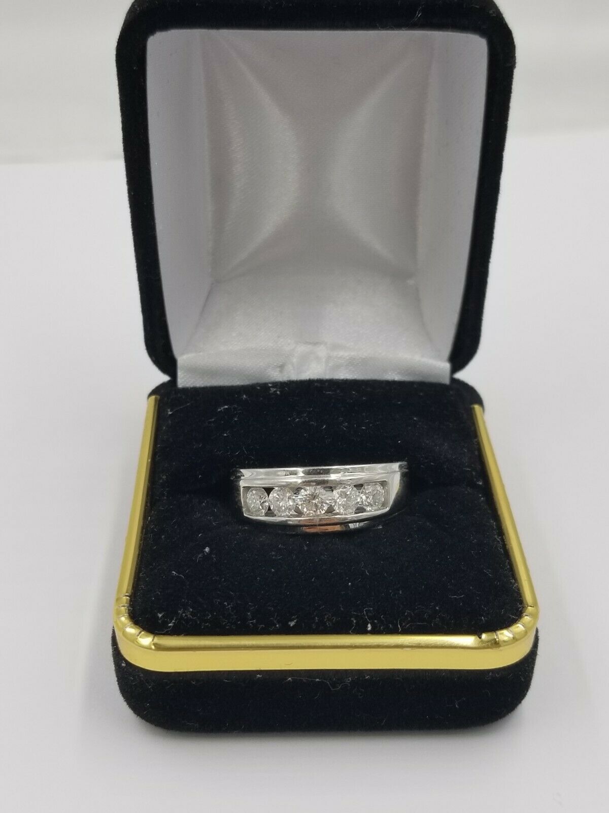 REAL solid 14k Gold Diamond Mens Band Engagement Wedding 1 CT Ring White Yellow - GoldenlinQ