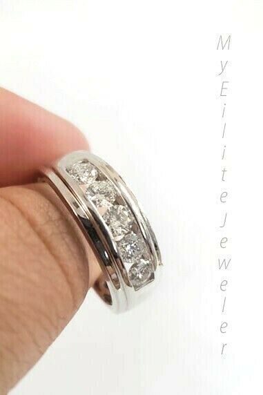 REAL solid 14k Gold Diamond Mens Band Engagement Wedding 1 CT Ring White Yellow - GoldenlinQ