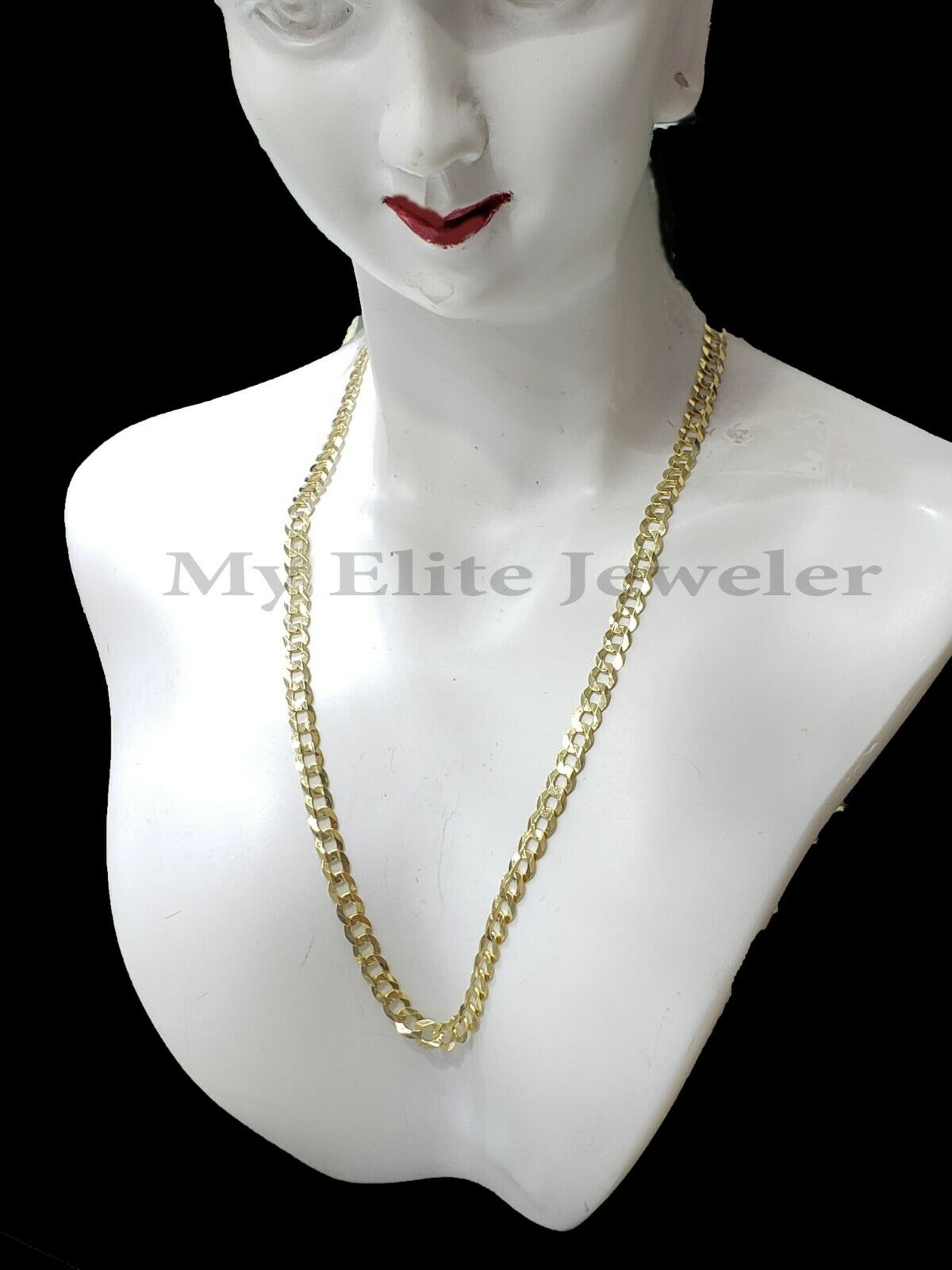 Real Solid 14k Yellow Gold Ladies Link Necklace 22 Inch Cuban Curb Chain 3 MM - GoldenlinQ