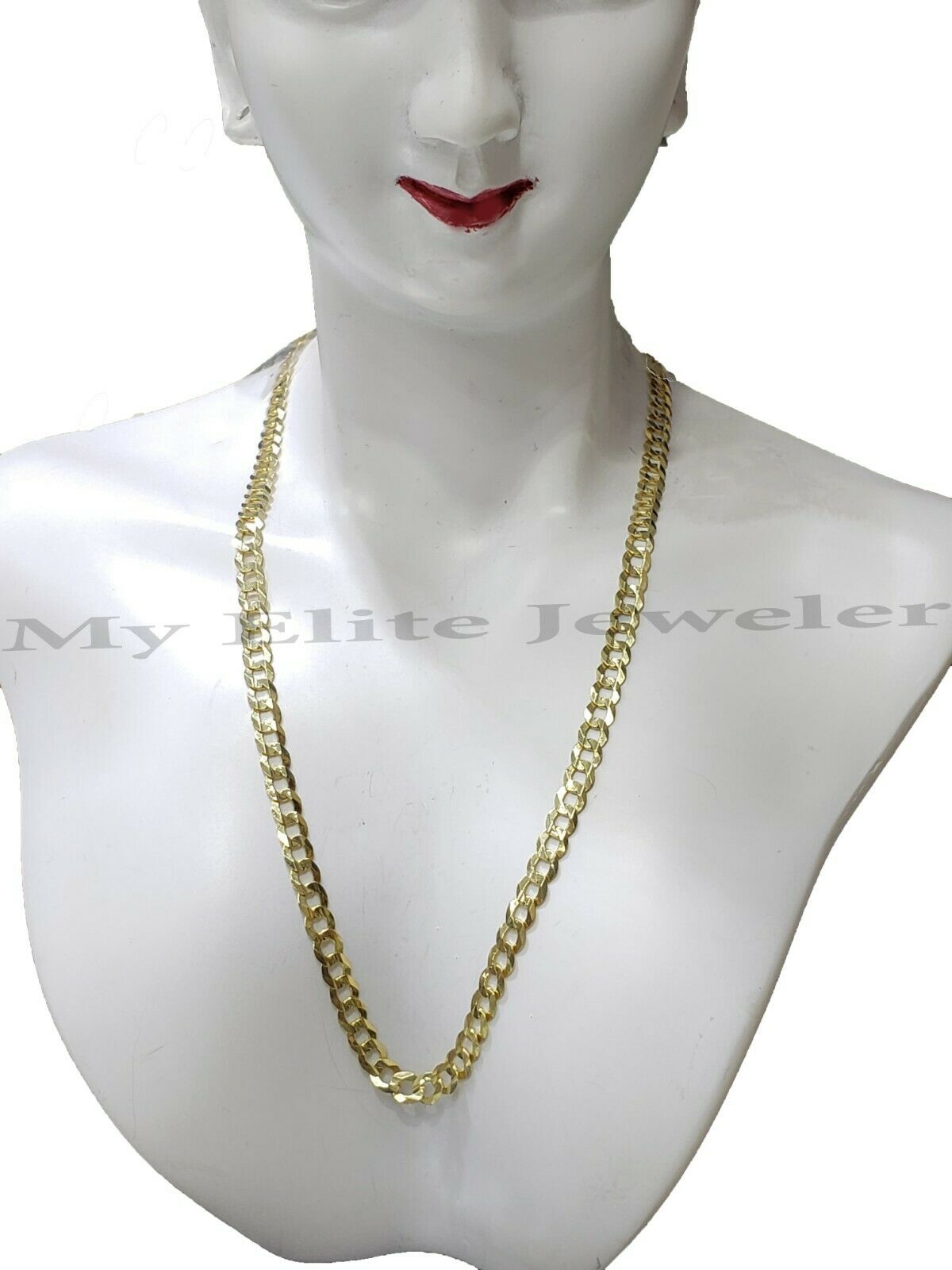 Real Solid 14k Yellow Gold Ladies Link Necklace 22 Inch Cuban Curb Chain 3 MM - GoldenlinQ