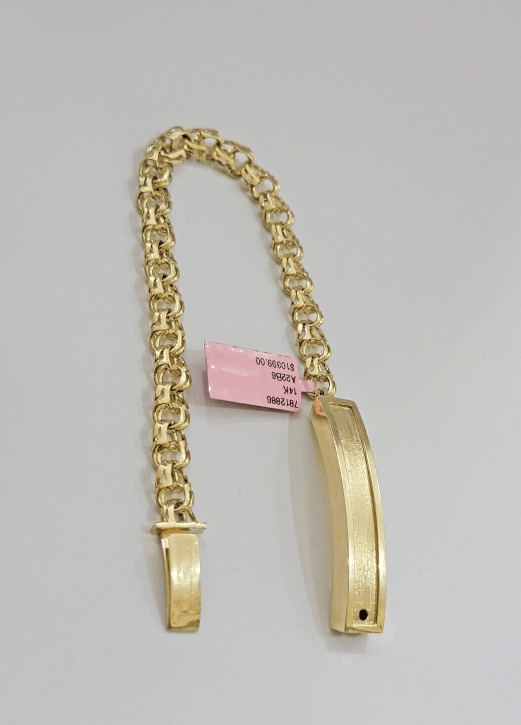 Real Solid 14kt Yellow Gold Chino ID Men's Name Plate Bracelet 8mm 8 Inches SALE - GoldenlinQ