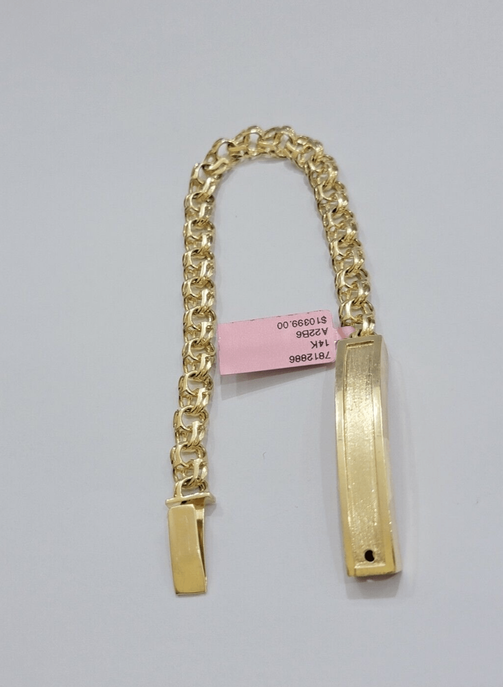 Real Solid 14kt Yellow Gold Chino ID Men's Name Plate Bracelet 8mm 8 Inches SALE - GoldenlinQ