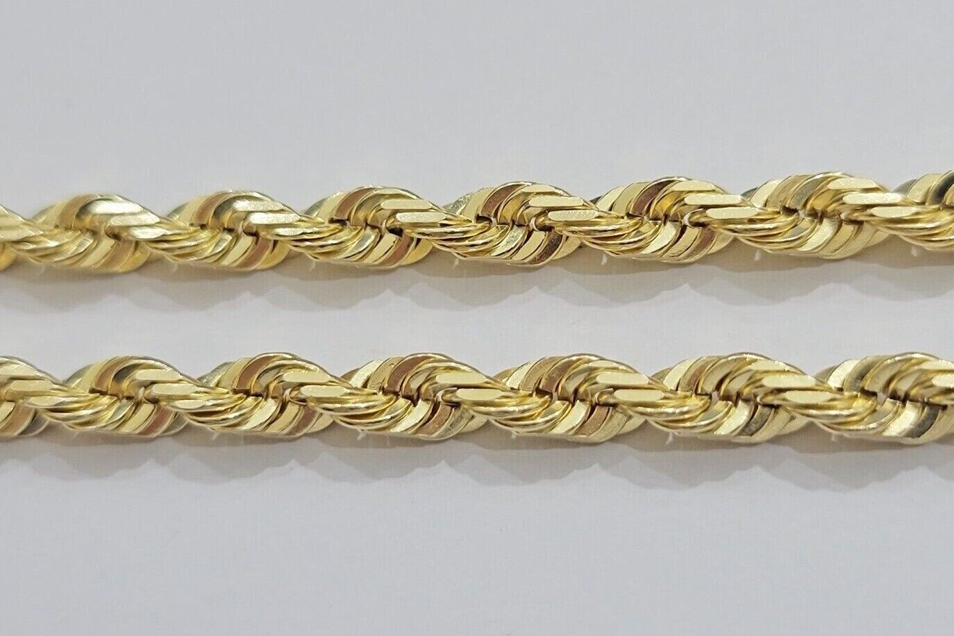 Real Solid Gold 14k Rope Chain Necklace 6mm 20 - 26" Inch Yellow Diamond Cut SALE - GoldenlinQ