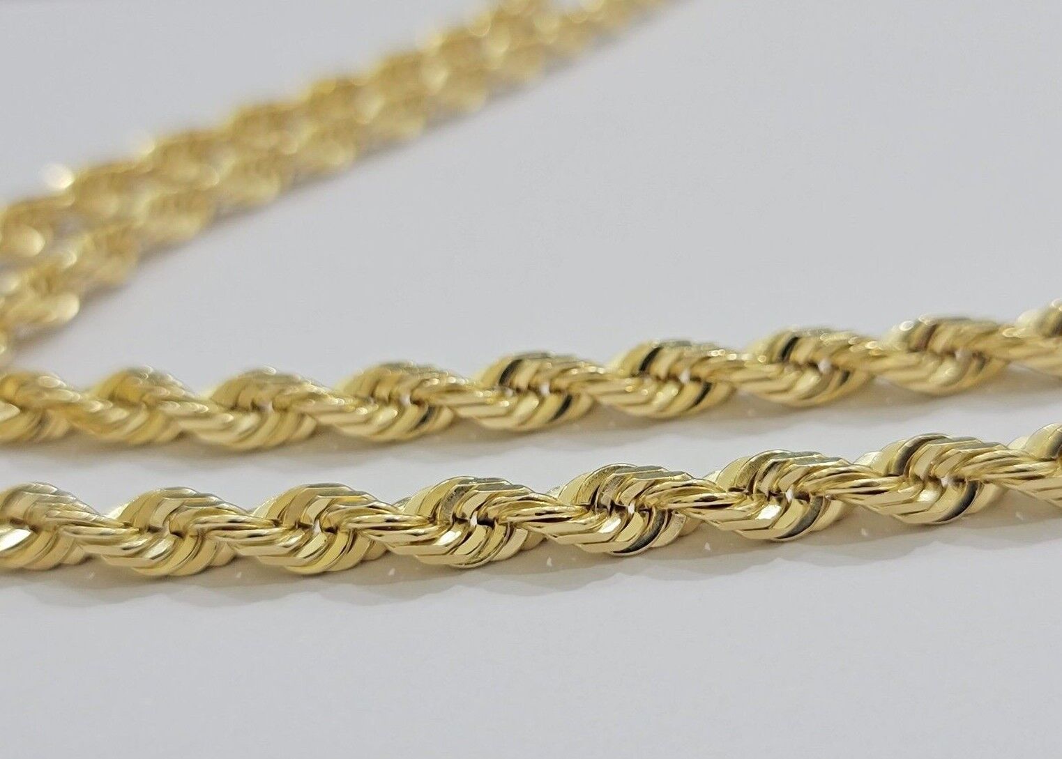 Real Solid Gold 14k Rope Chain Necklace 6mm 20 - 26" Inch Yellow Diamond Cut SALE - GoldenlinQ