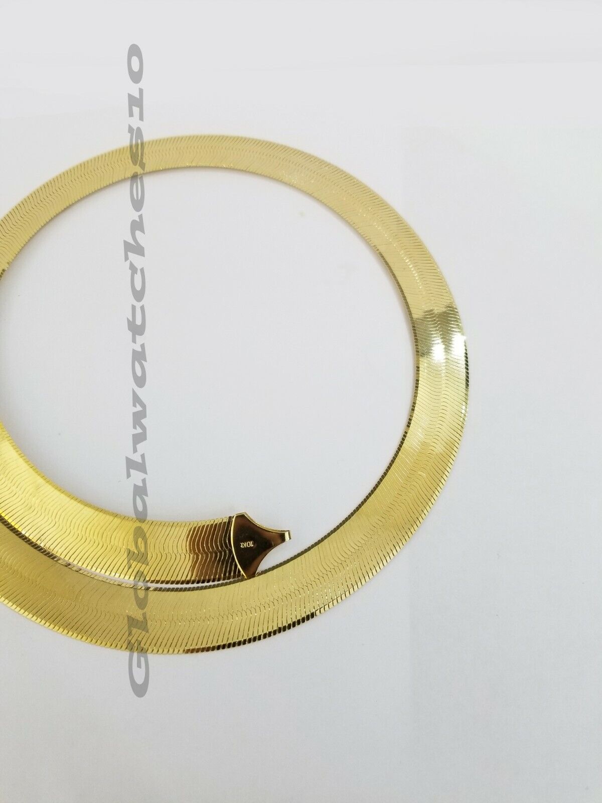 REAL10k 15mm Yellow Gold Herring Bone Chain Necklace 20" Lobster lock Men Women - GoldenlinQ