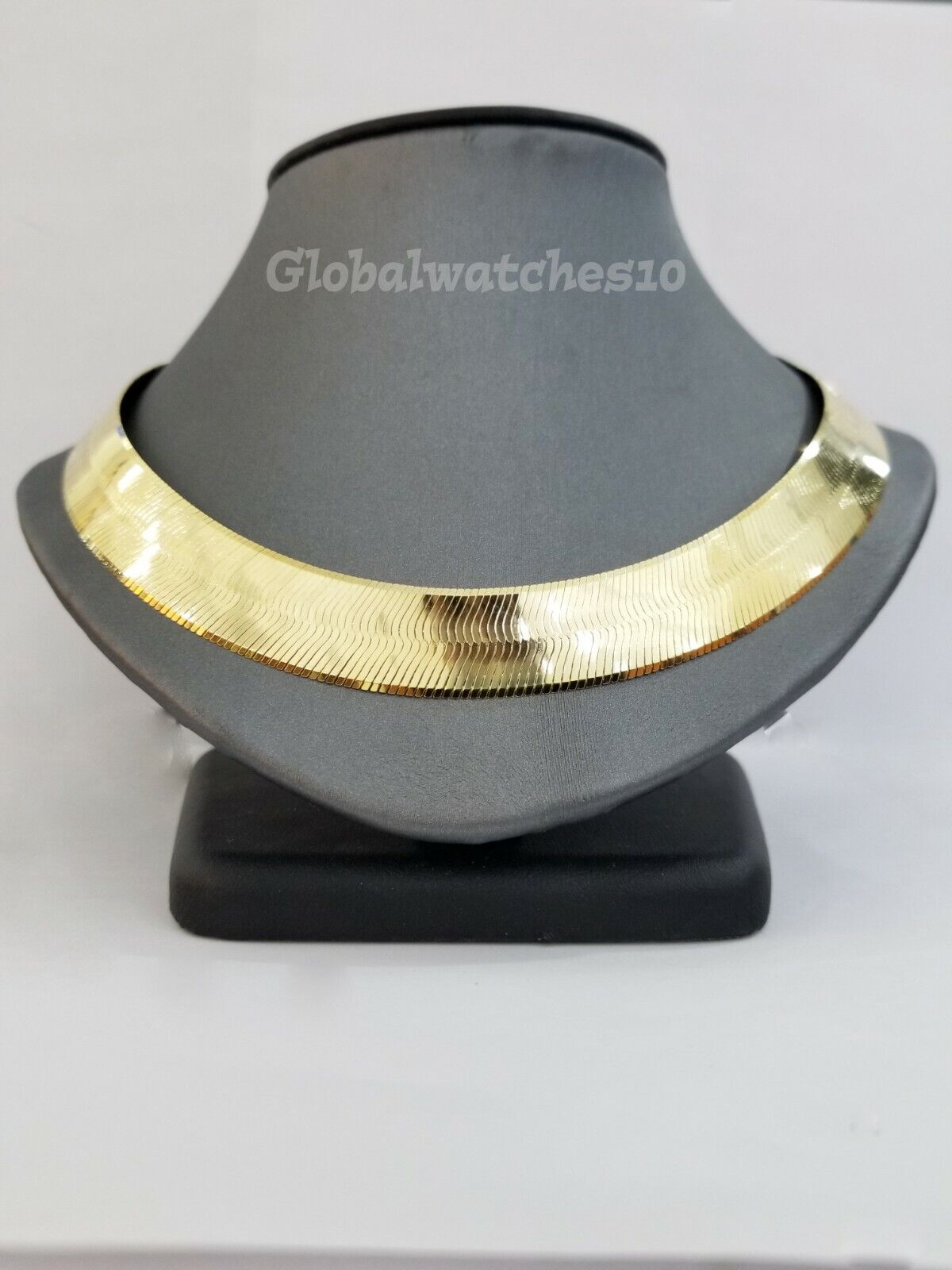 REAL10k 15mm Yellow Gold Herring Bone Chain Necklace 20" Lobster lock Men Women - GoldenlinQ