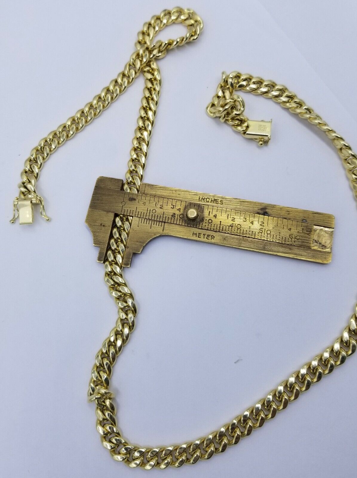 Real10K Yellow Gold Miami Cuban 7mm Chain Necklace Strong Box Lock 22 Inch Mens - GoldenlinQ