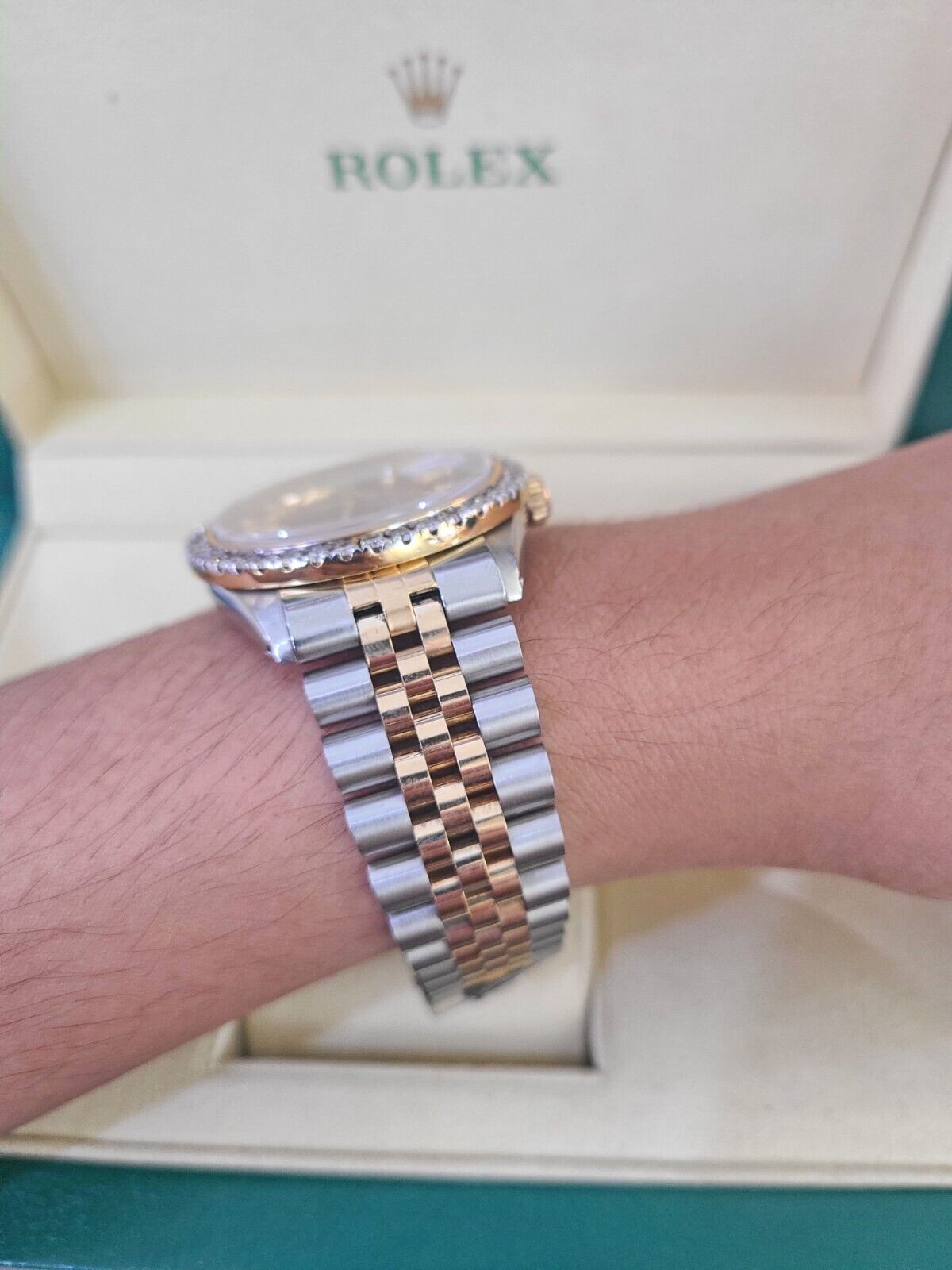 ROLEX Datejust Stainless Watch Roman Dial Diamond Bezel 36mm Men - GoldenlinQ