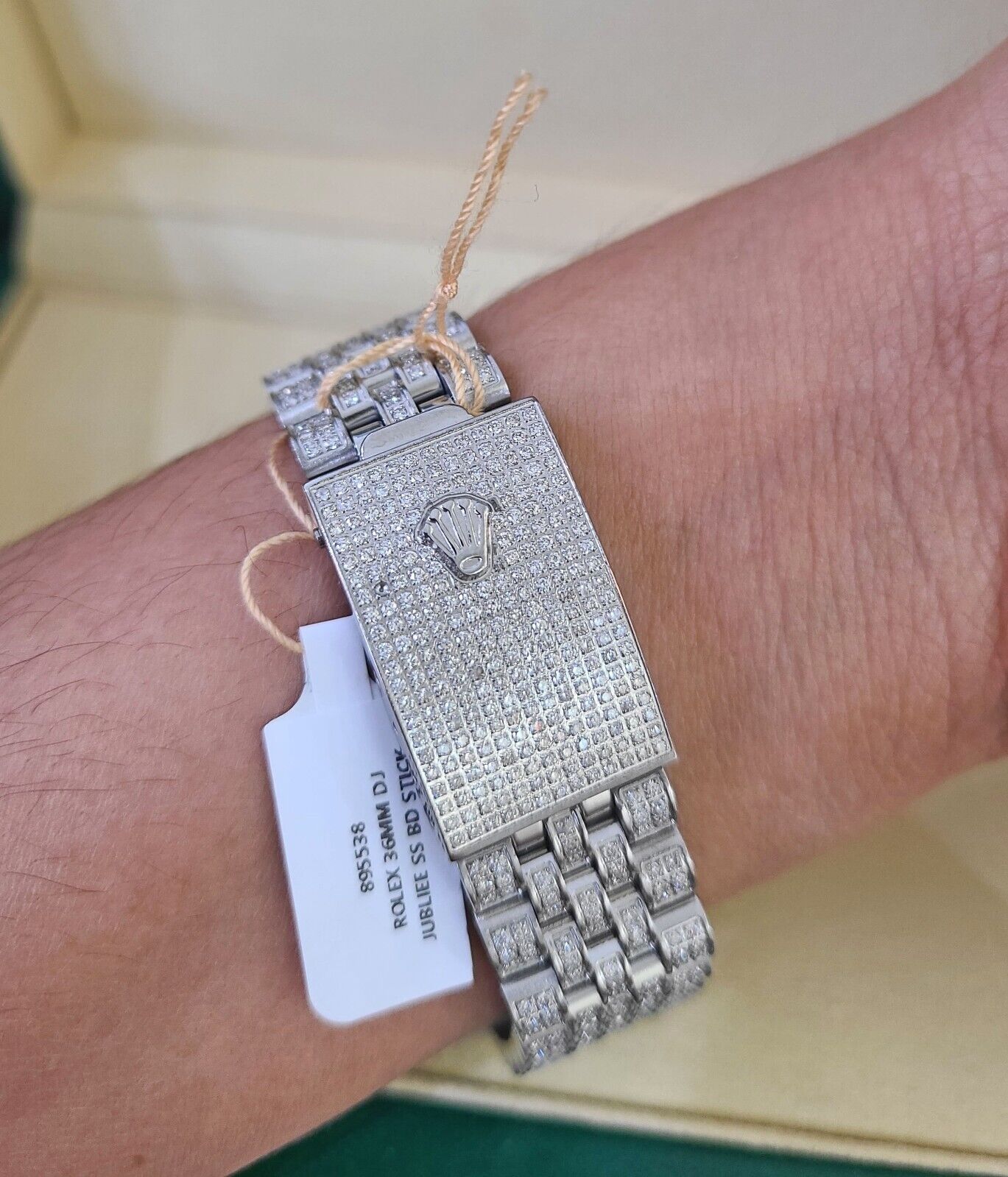 ROLEX Mens Datejust Rainbow Dial Iced Out Fully Load Genuine Diamonds 36mm Watch - GoldenlinQ