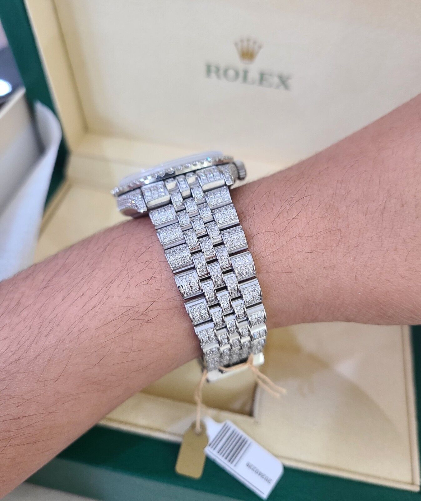 ROLEX Mens Iced Out Fully Load Datejust Rainbow Dial Genuine Diamonds 36mm Watch - GoldenlinQ