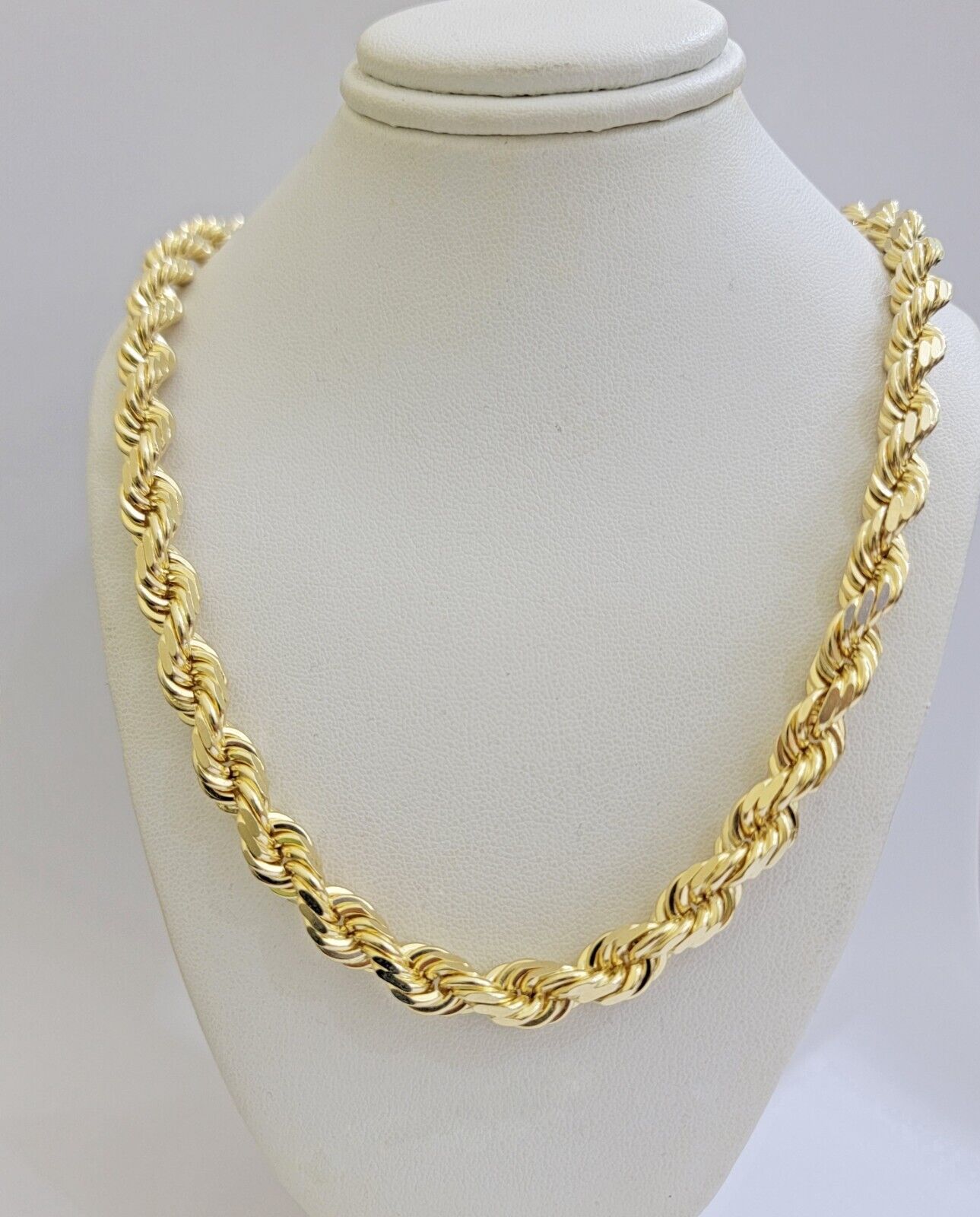 Rope Chain Necklace Mens Real 14k Yellow Gold 8mm 18 Inch - 30 Inch SOLID 14kt - GoldenlinQ