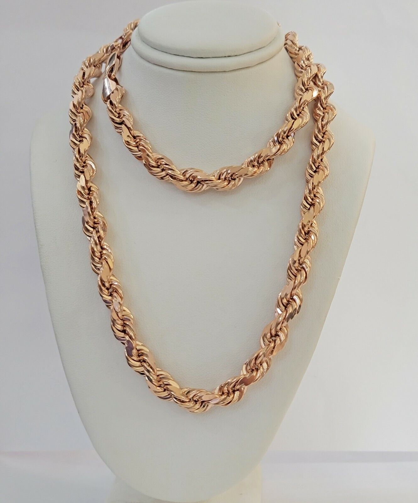 Rope Chain Necklace Real 10k Rose Gold 7mm 20" - 26" Inch Diamond Cuts HEAVY SOLID - GoldenlinQ