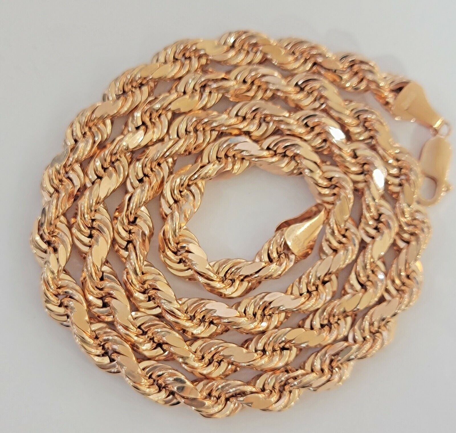 Rope Chain Necklace Real 10k Rose Gold 7mm 20" - 26" Inch Diamond Cuts HEAVY SOLID - GoldenlinQ