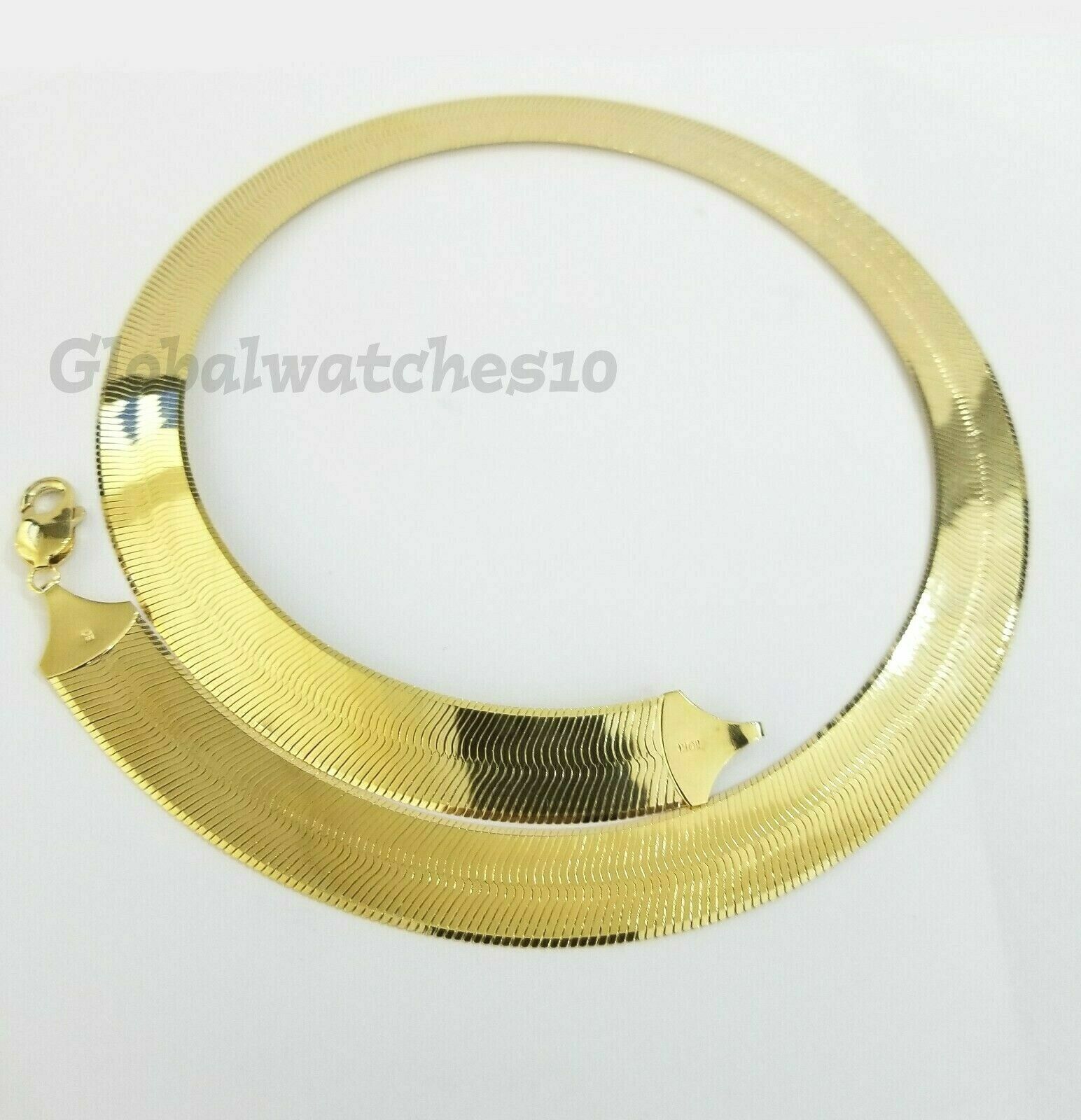 Solid 10K Gold 5mm - 15mm Herringbone Necklace Bracelet 16 - 24" Chain Yellow Gold - GoldenlinQ