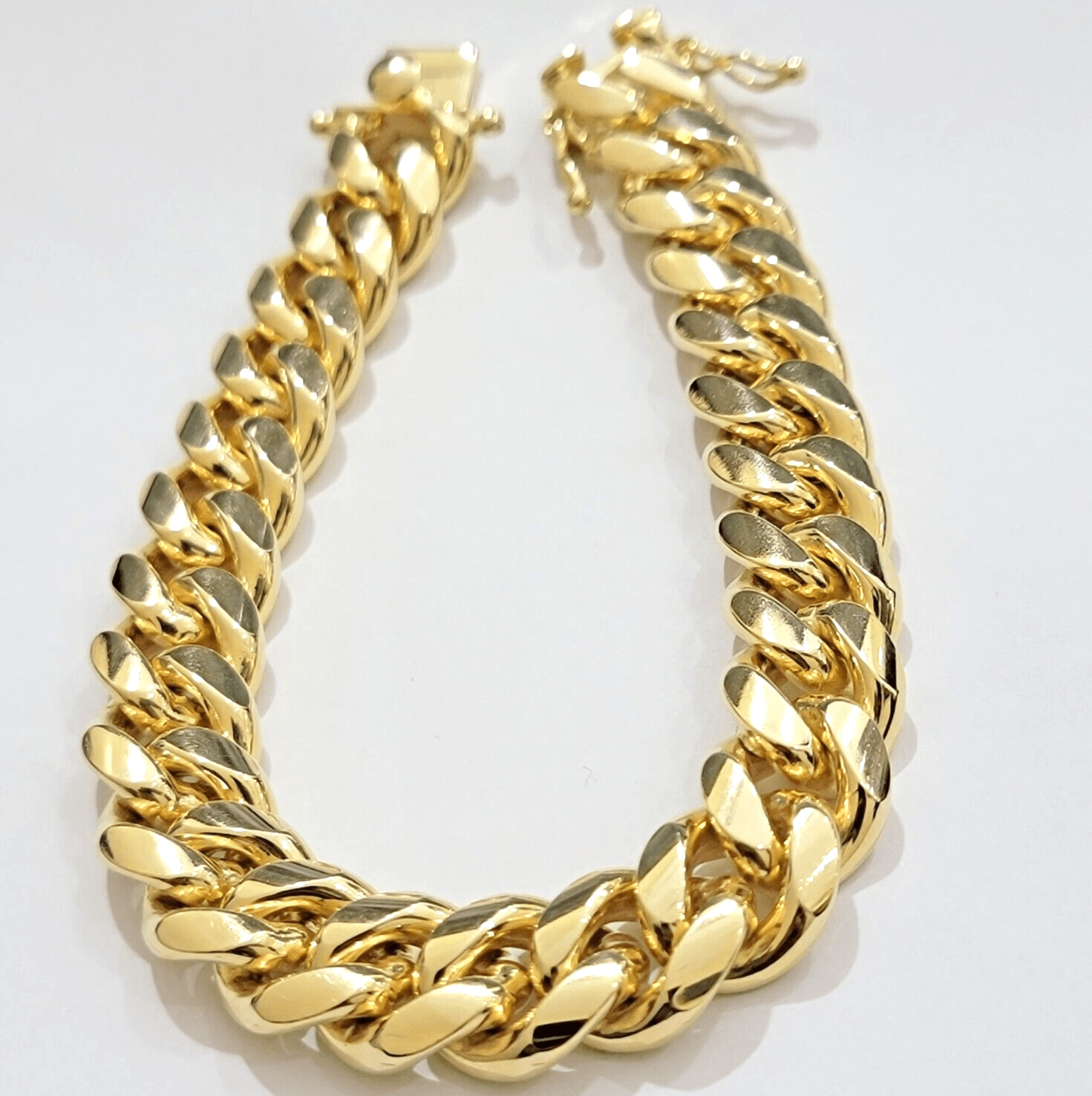 Solid 10k Gold Bracelet 12mm Miami Cuban Link 9 Inch Box Clasp Mens REAL 10KT - GoldenlinQ