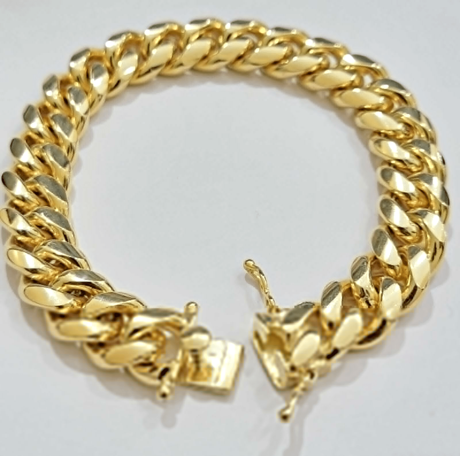 Solid 10k Gold Bracelet 12mm Miami Cuban Link 9 Inch Box Clasp Mens REAL 10KT - GoldenlinQ