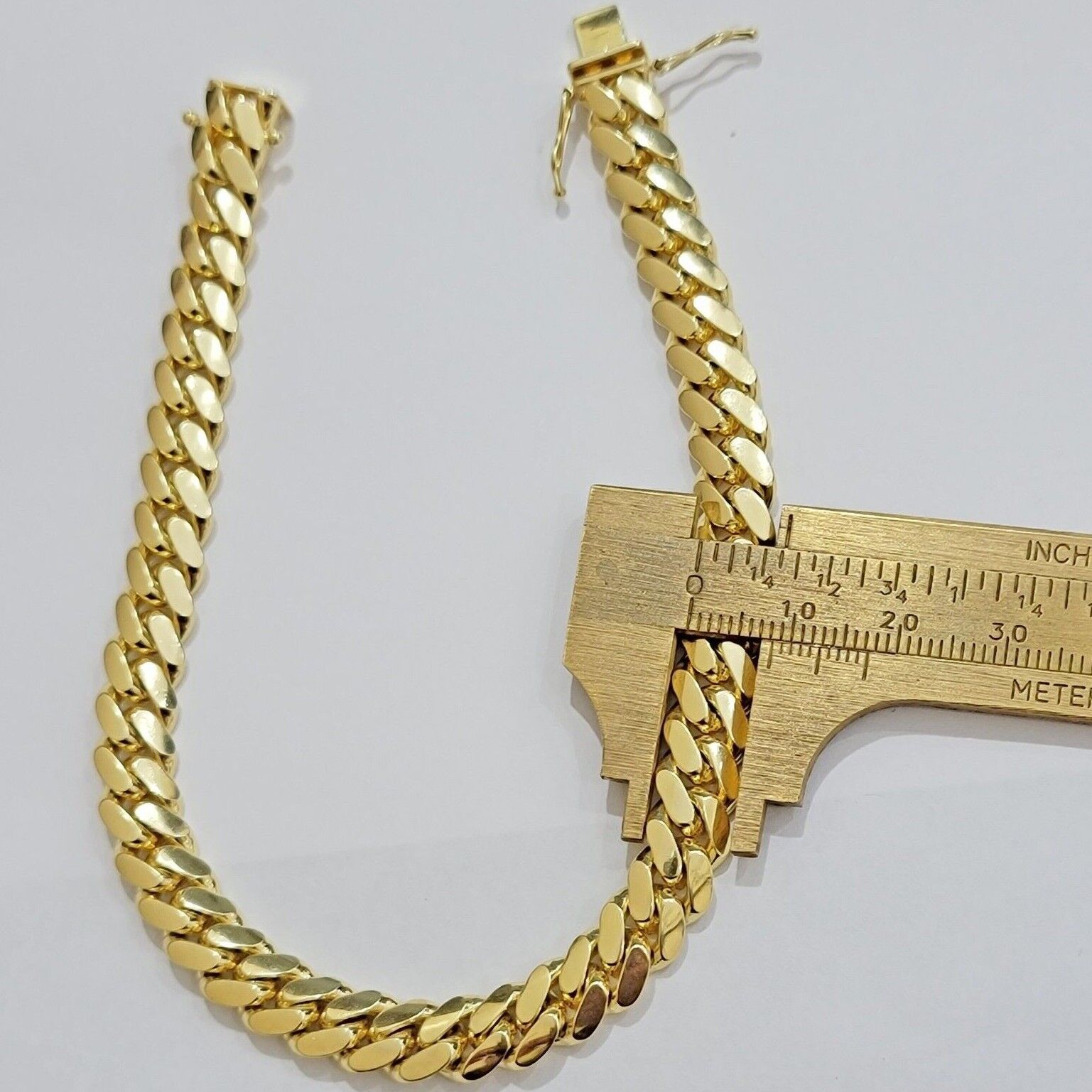 Solid 10k Gold Bracelet 8mm Miami Cuban Link 8" long Box Clasp 10kt Yellow, REAL - GoldenlinQ