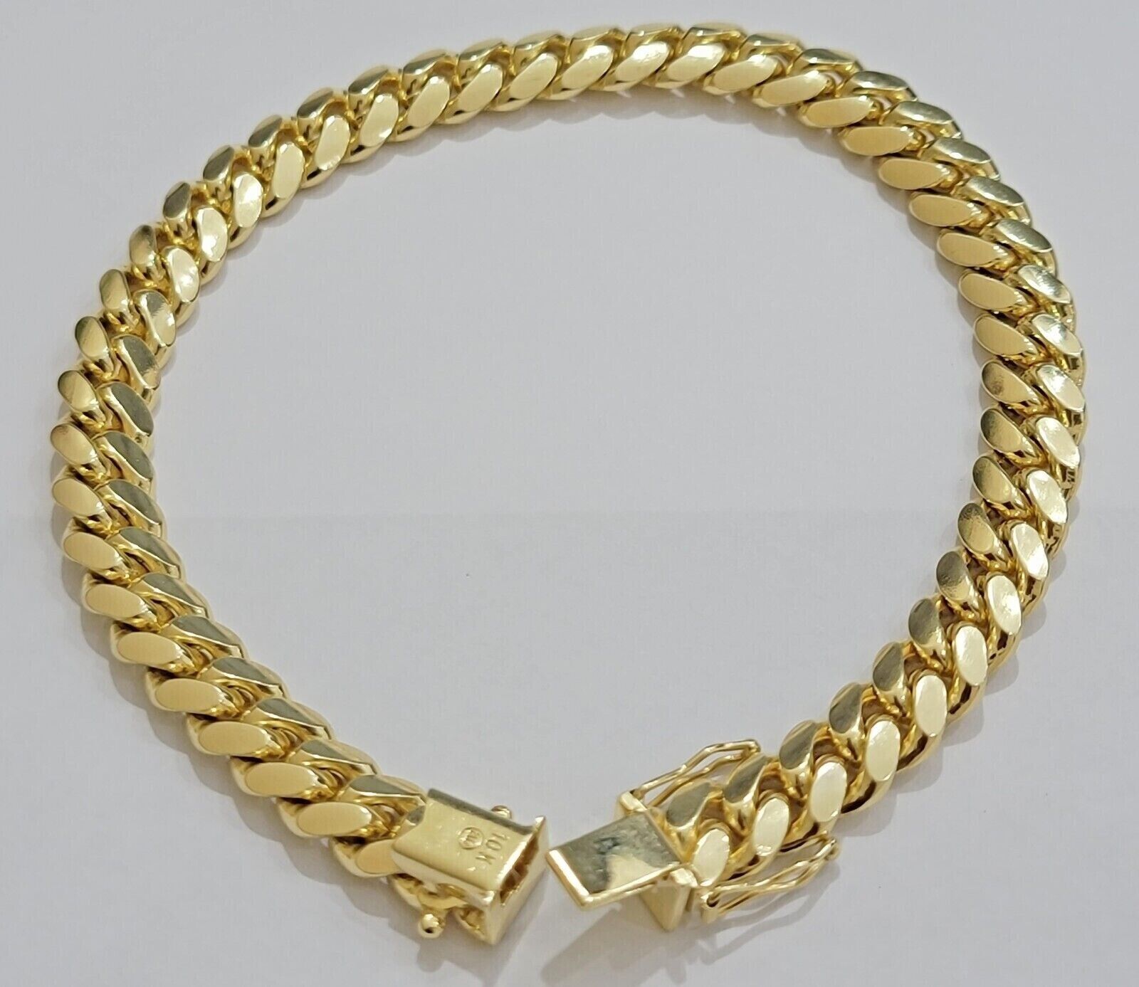 Solid 10k Gold Bracelet 8mm Miami Cuban Link 9" Inch Box Clasp SOLID LINKS, Mens - GoldenlinQ