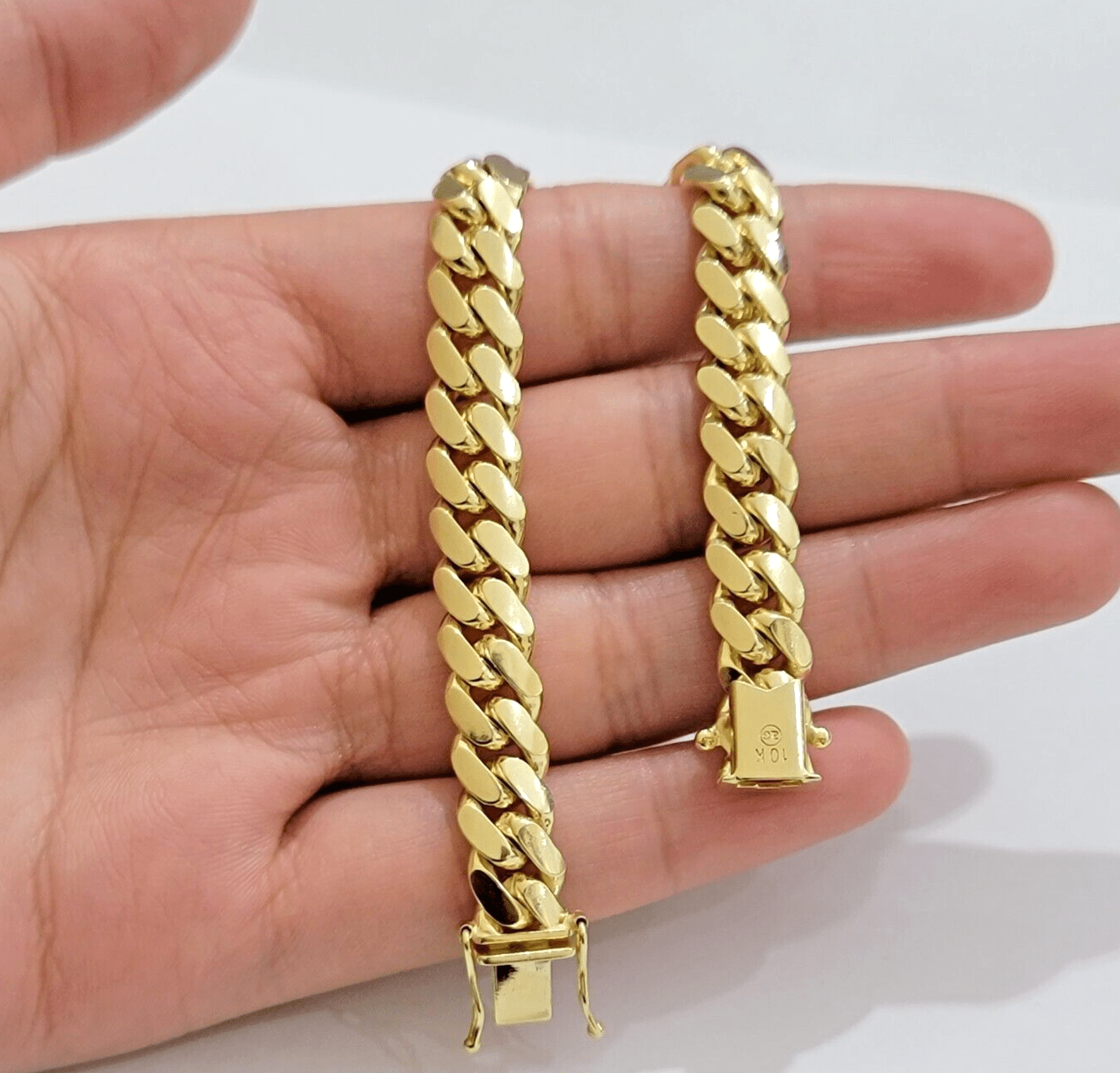 Solid 10k Gold Bracelet 9mm 8 Inch Miami Cuban Link Box Lock REAL 10KT Men Women - GoldenlinQ