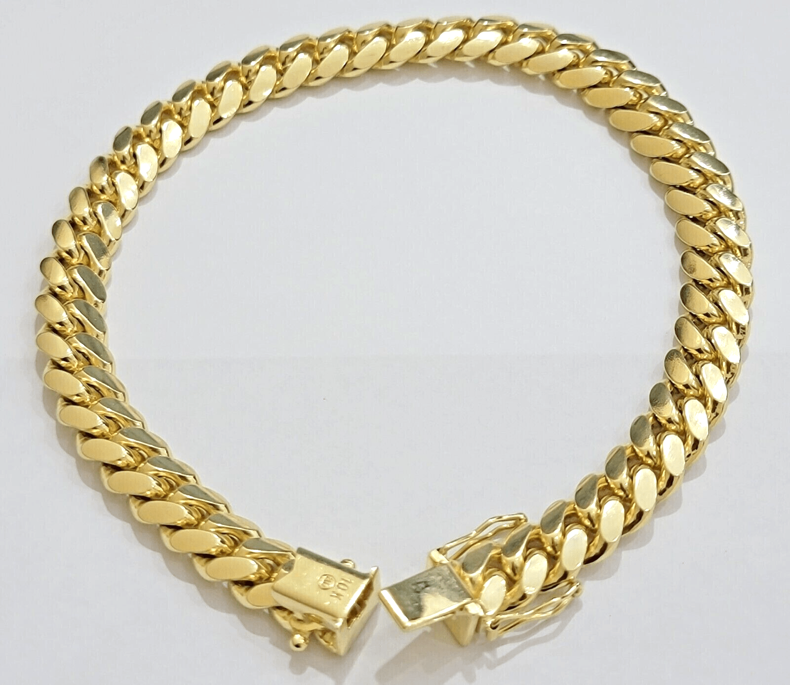 Solid 10k Gold Bracelet 9mm 8 Inch Miami Cuban Link Box Lock REAL 10KT Men Women - GoldenlinQ