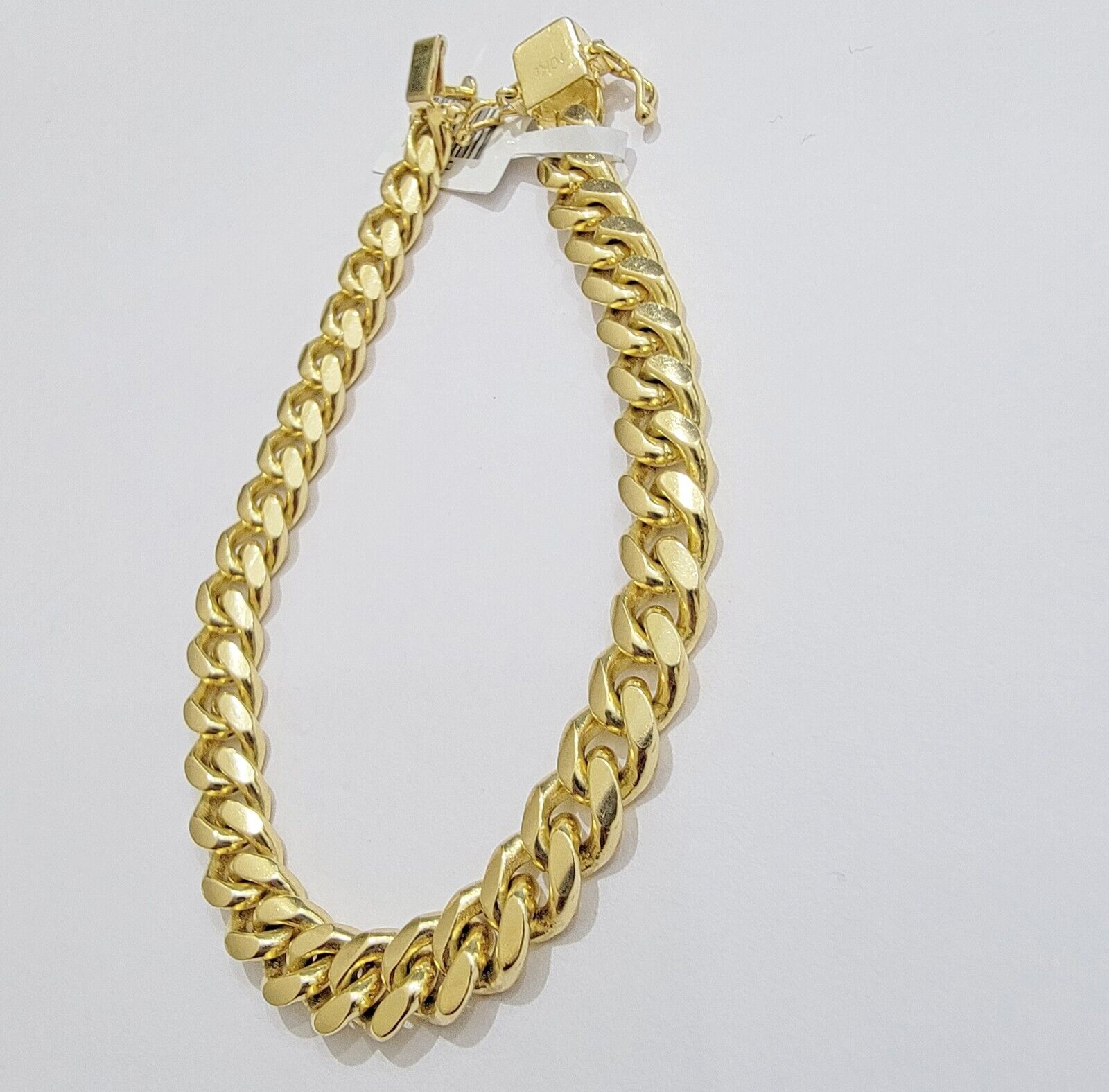Solid 10k Gold Bracelet Cuban Link 8mm 7.5" Miami Cuben REAL 10k Yellow Gold Men - GoldenlinQ