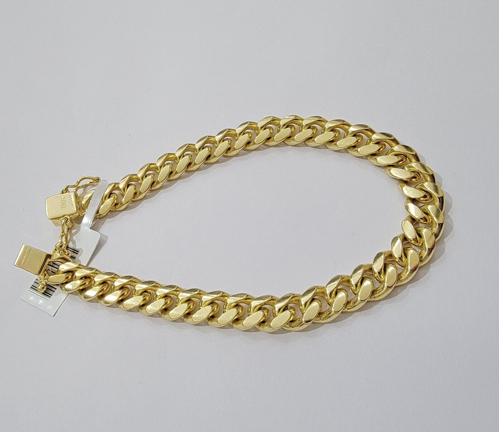 Solid 10k Gold Bracelet Cuban Link 8mm 7.5" Miami Cuben REAL 10k Yellow Gold Men - GoldenlinQ