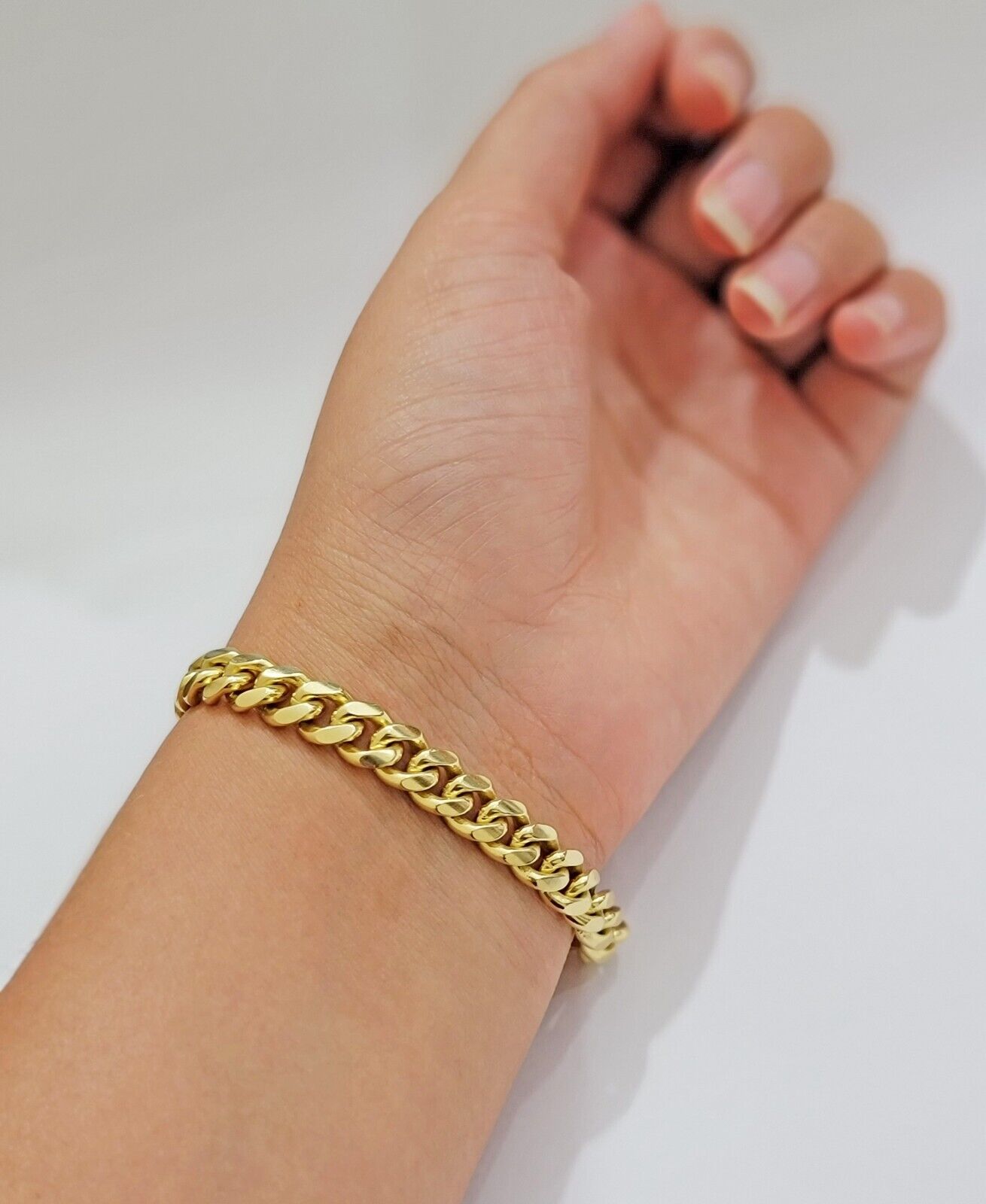 Solid 10k Gold Bracelet Cuban Link 8mm 7.5" Miami Cuben REAL 10k Yellow Gold Men - GoldenlinQ