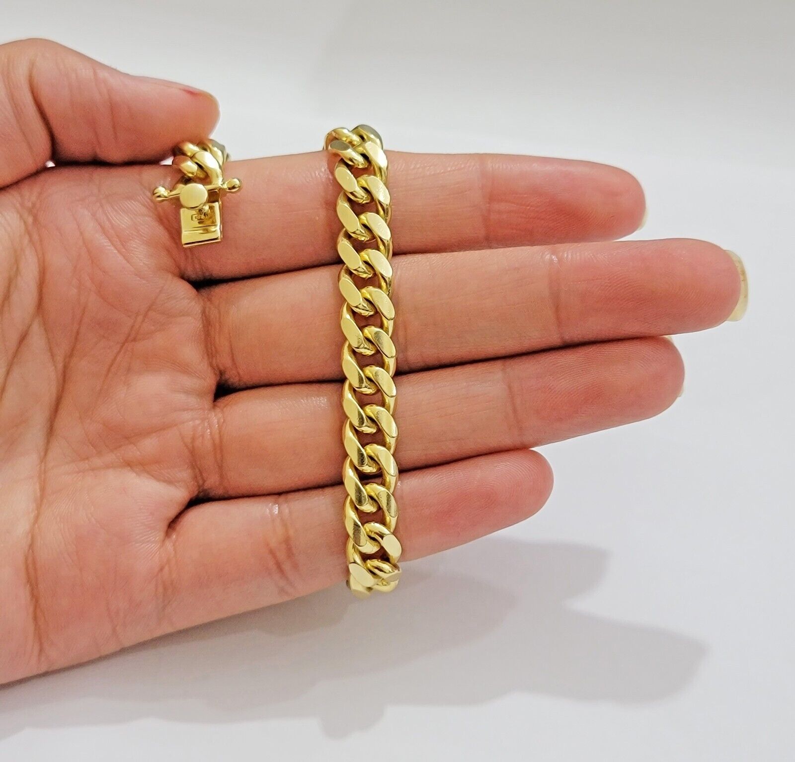 Solid 10k Gold Bracelet Cuban Link 8mm 7.5" Miami Cuben REAL 10k Yellow Gold Men - GoldenlinQ