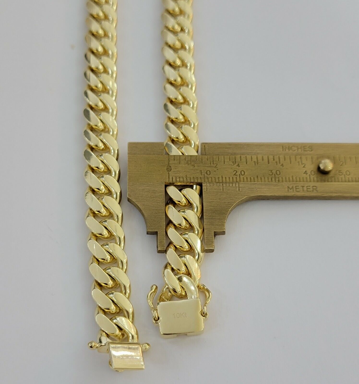 Solid 10k Gold Chain 10mm Miami Cuban Link Necklace 24" Men's Box Lock REAL 10kt - GoldenlinQ