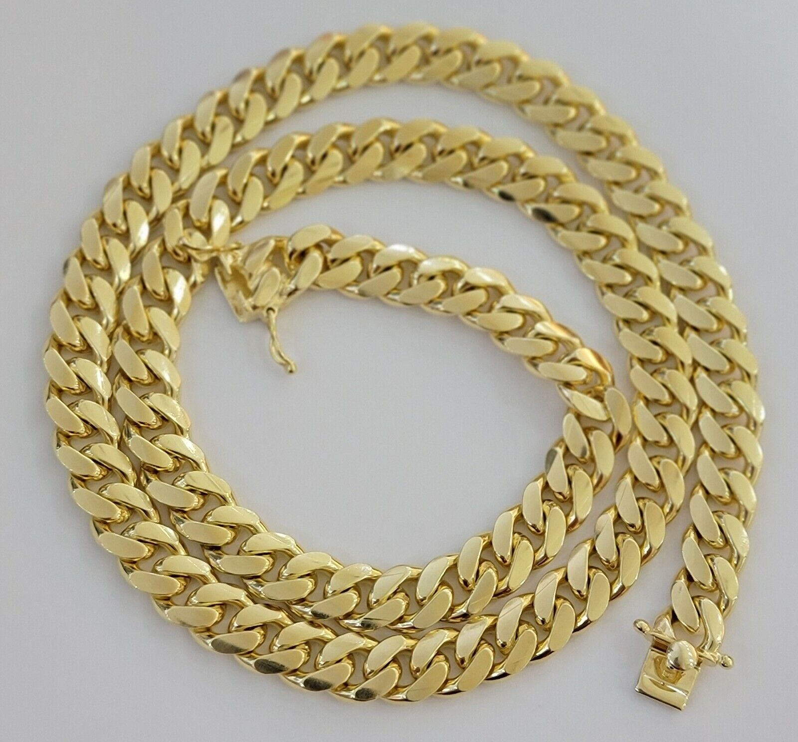 Solid 10k Gold Chain 10mm Miami Cuban Link Necklace 24" Men's Box Lock REAL 10kt - GoldenlinQ
