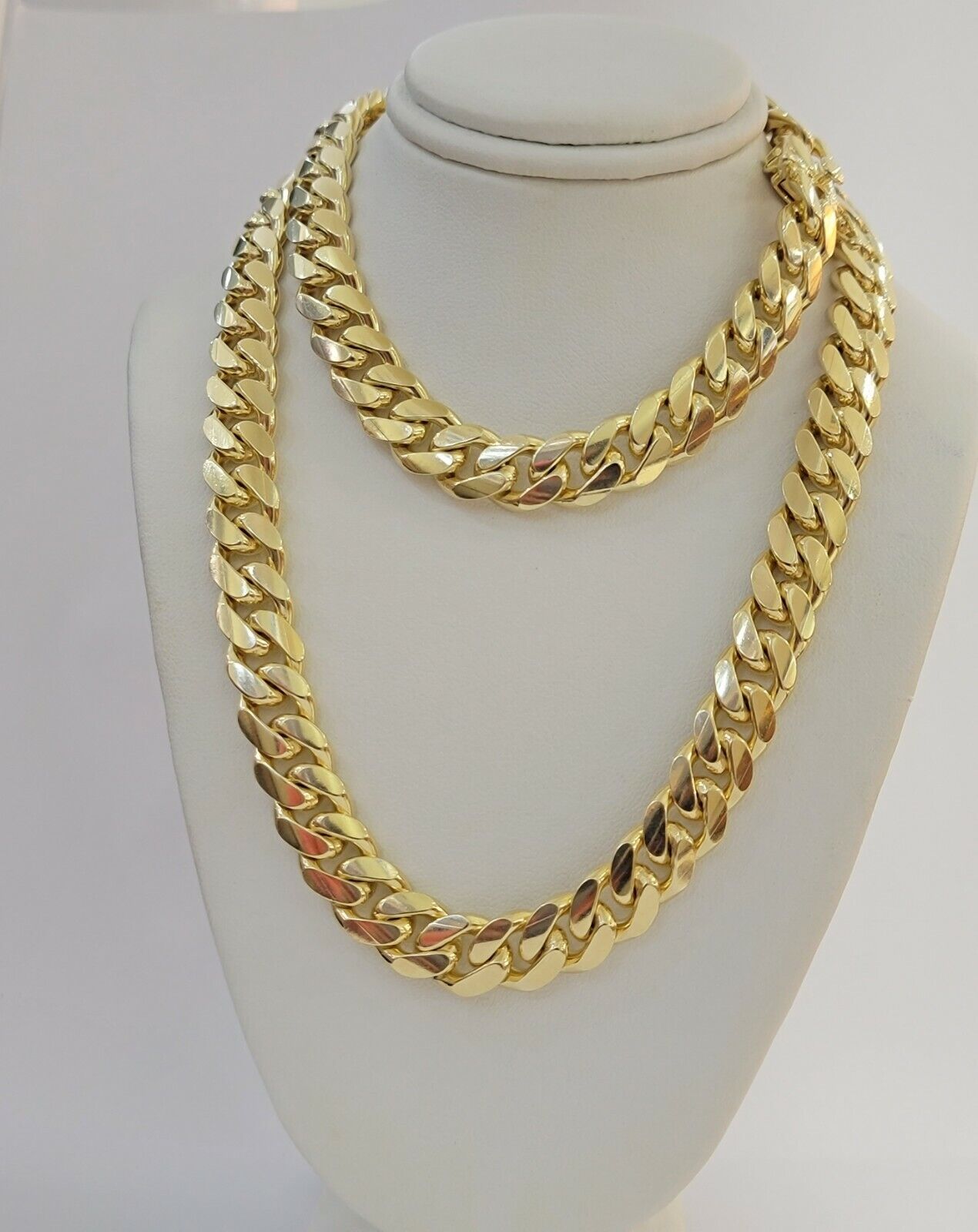 Solid 10k Gold Chain 10mm Miami Cuban Link Necklace 24" Men's Box Lock REAL 10kt - GoldenlinQ