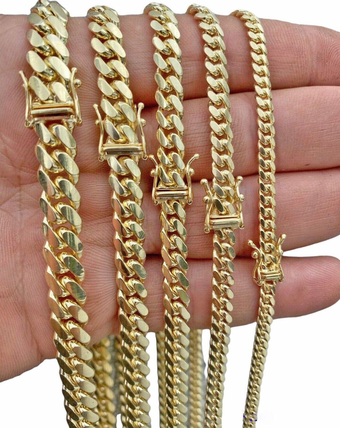 Solid 10k Gold Chain Miami Cuban Link Necklace 5 - 9mm 18 - 30" 10kt Men, Women REAL - GoldenlinQ