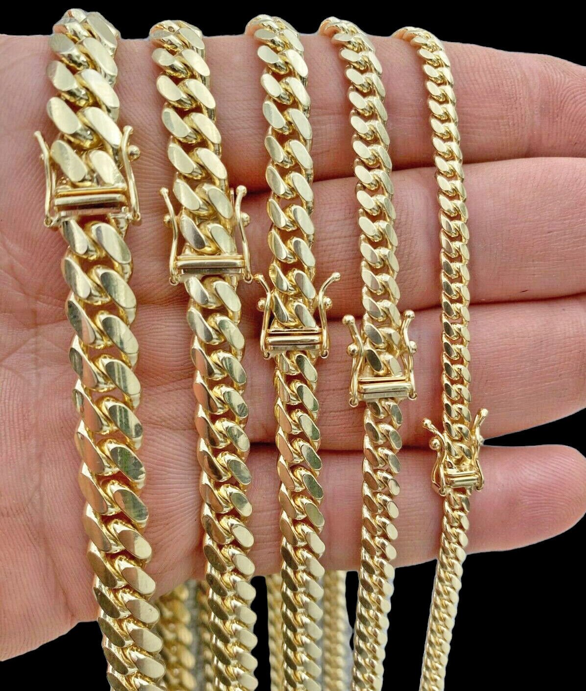 Solid 10k Gold Chain Miami Cuban Link Necklace 5 - 9mm 18 - 30" 10kt Men, Women REAL - GoldenlinQ