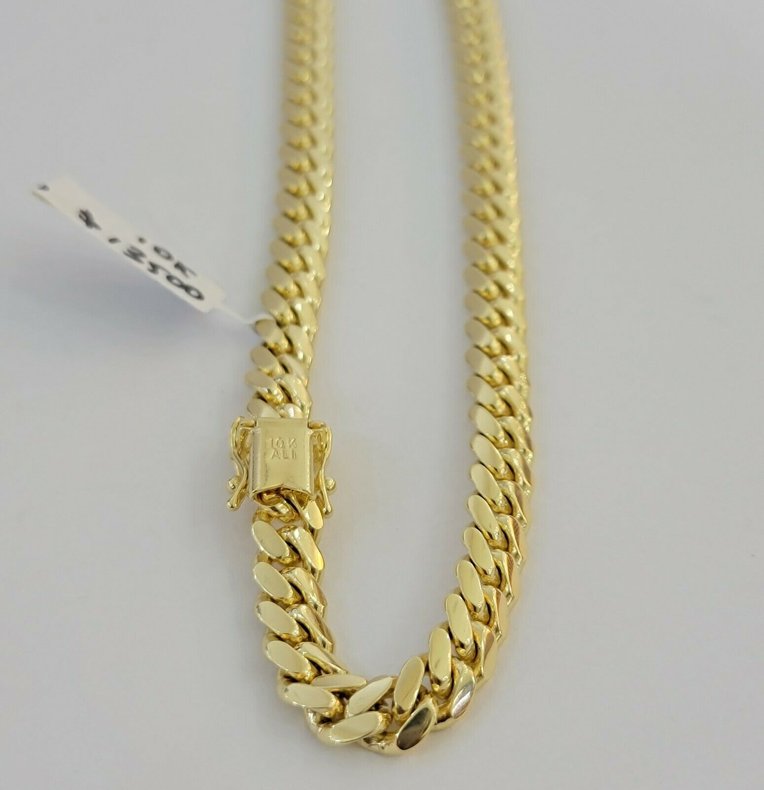 Solid 10k Gold Chain Miami Cuban Link Necklace 7mm 22"10kt Yellow Gold Mens REAL - GoldenlinQ