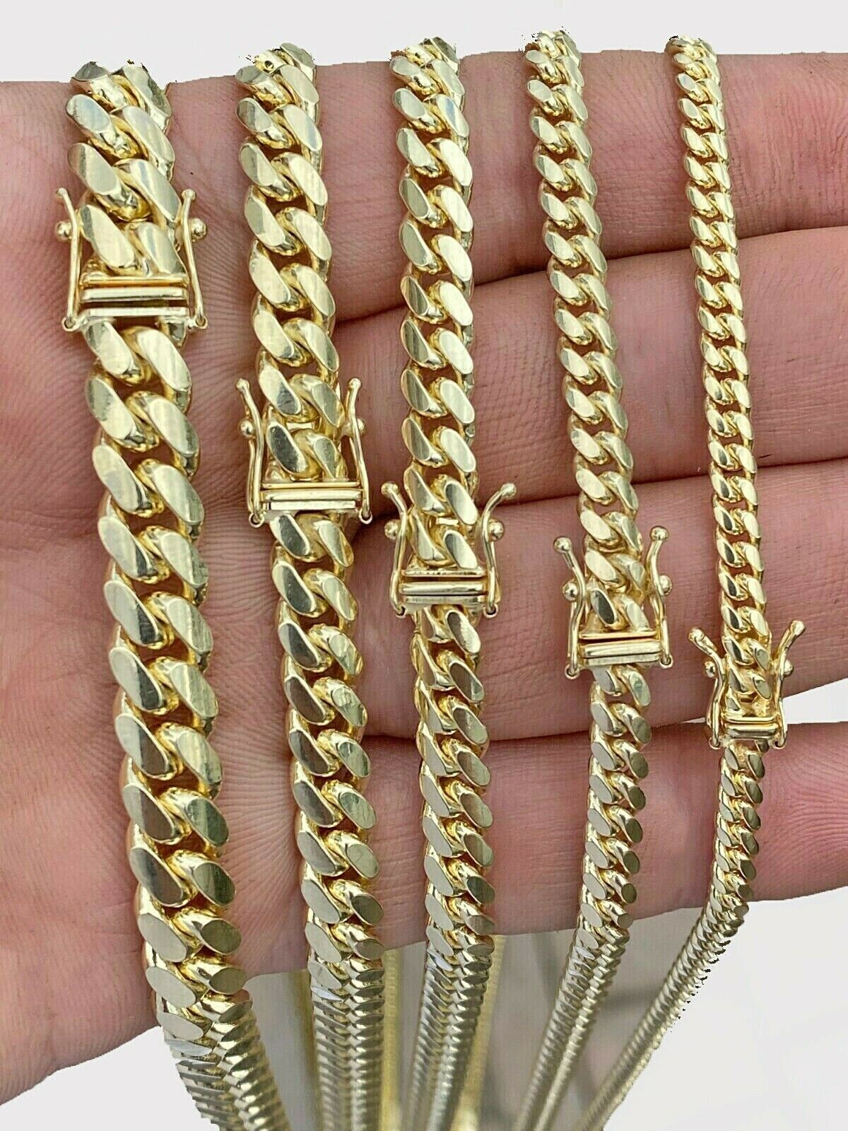 SOLID 10k Gold Chain Necklace Miami Cuban link REAL Mens 4mm - 8mm 20" - 28" DISOUNT - GoldenlinQ