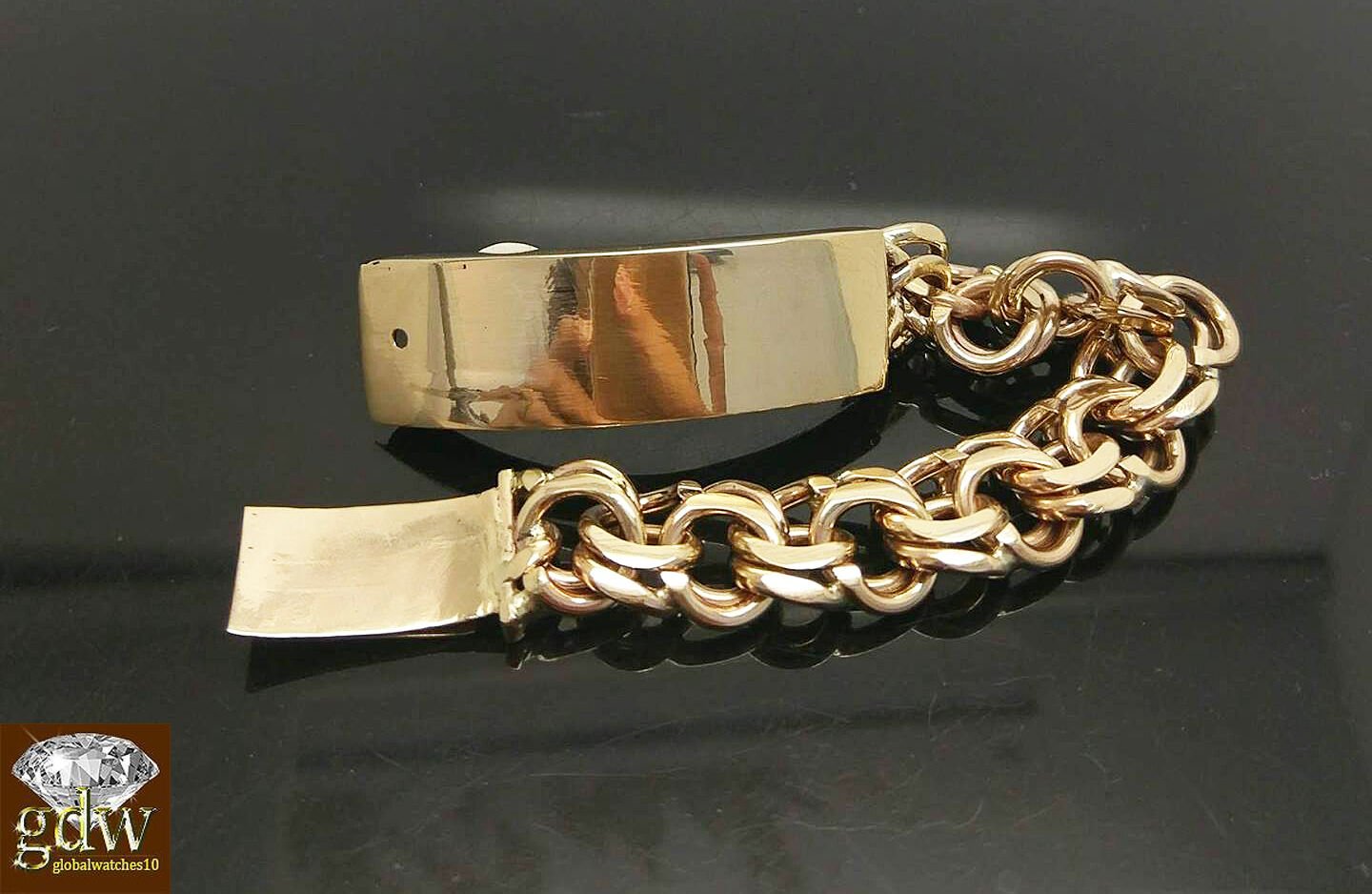 Solid 10k Gold Chino ID Bracelet Size 7.5" Inch Box - GoldenlinQ