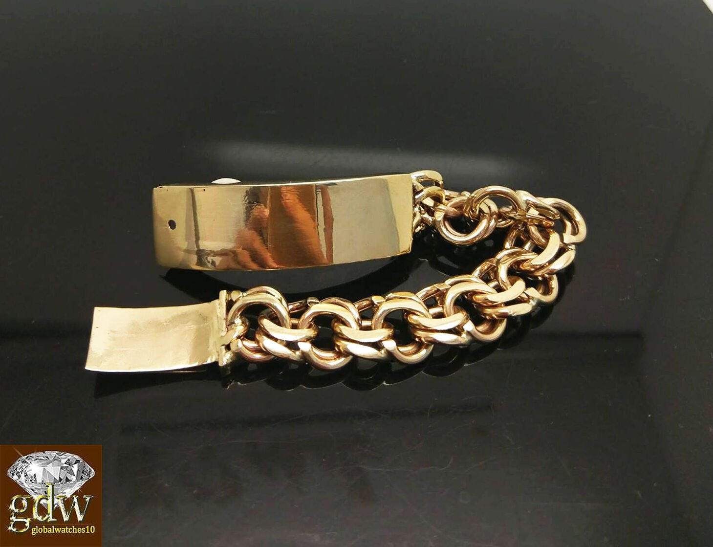 Solid 10k Gold Chino ID Bracelet Size 7.5" Inch Box - GoldenlinQ