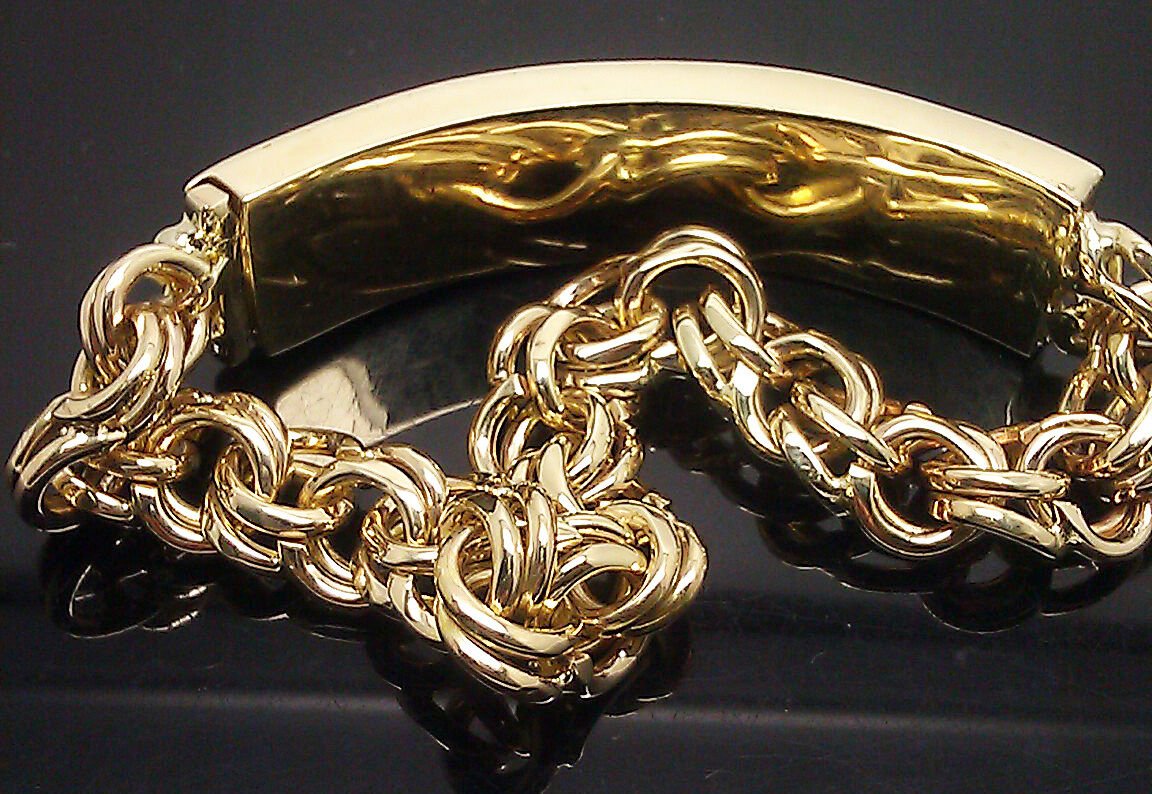 Solid 10k Gold Chino ID Bracelet Size 7.5" Inch Box - GoldenlinQ