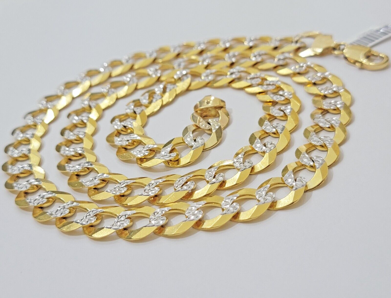 Solid 10k Gold Cuban Curb Link Necklace 12.5mm 24 Inch Chain Mens Diamond Cuts - GoldenlinQ