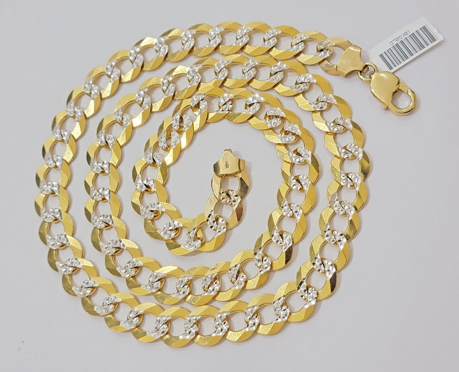 Solid 10k Gold Cuban Curb Link Necklace 12.5mm 24 Inch Chain Mens Diamond Cuts - GoldenlinQ