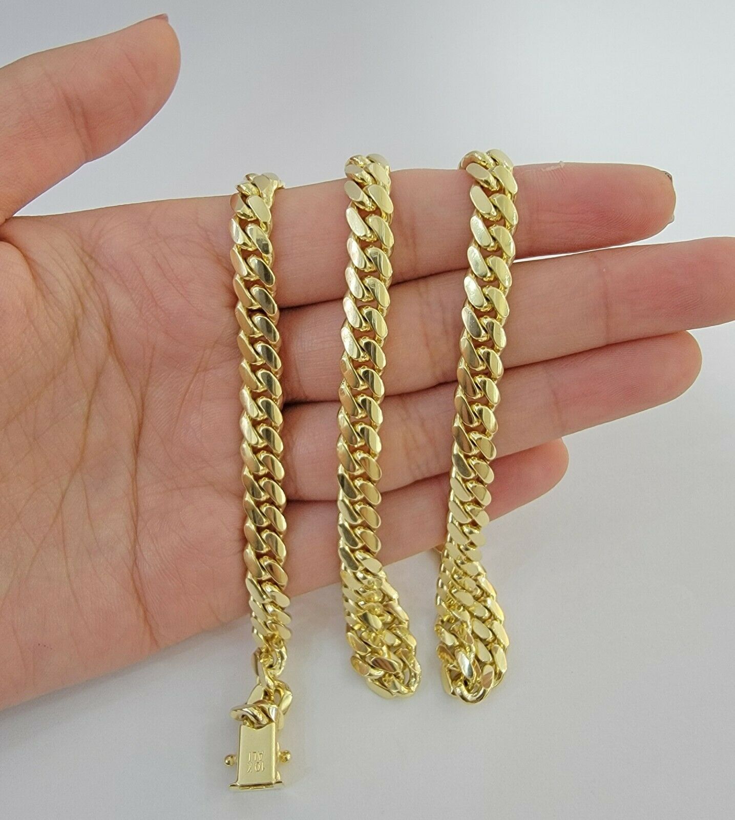 Solid 10k Gold Cuban Link Necklace 20" 7mm Chain Box Lock Real 10k Yellow Choker - GoldenlinQ