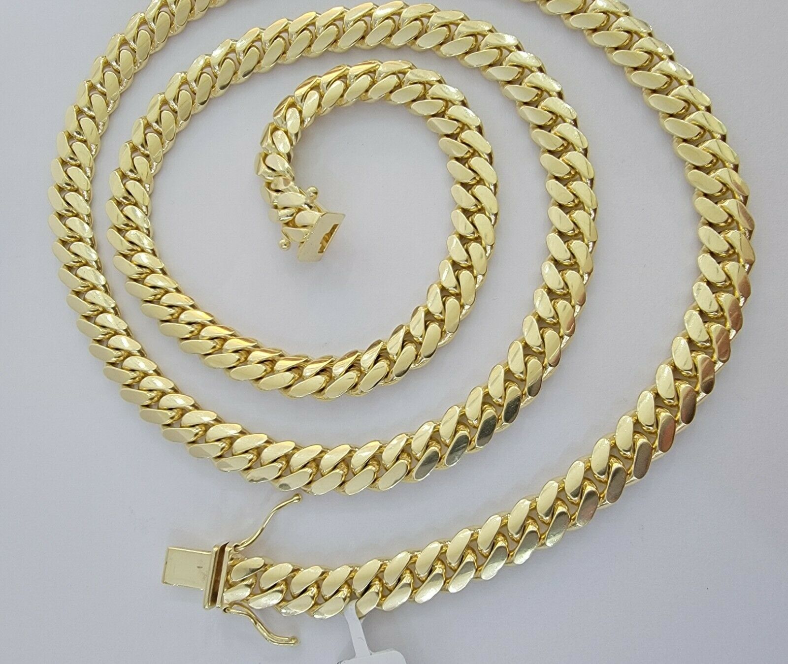 Solid 10k Gold Cuban Link Necklace 20" 7mm Chain Box Lock Real 10k Yellow Choker - GoldenlinQ