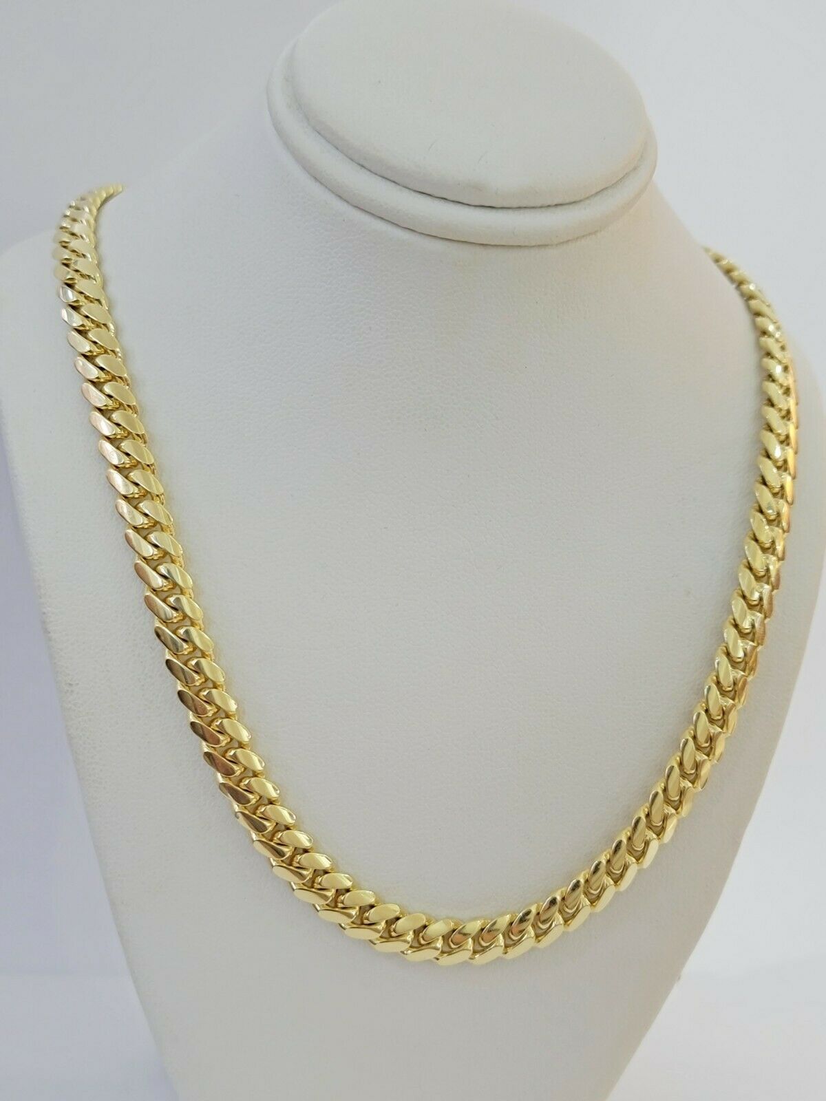 Solid 10k Gold Cuban Link Necklace 20" 7mm Chain Box Lock Real 10k Yellow Choker - GoldenlinQ