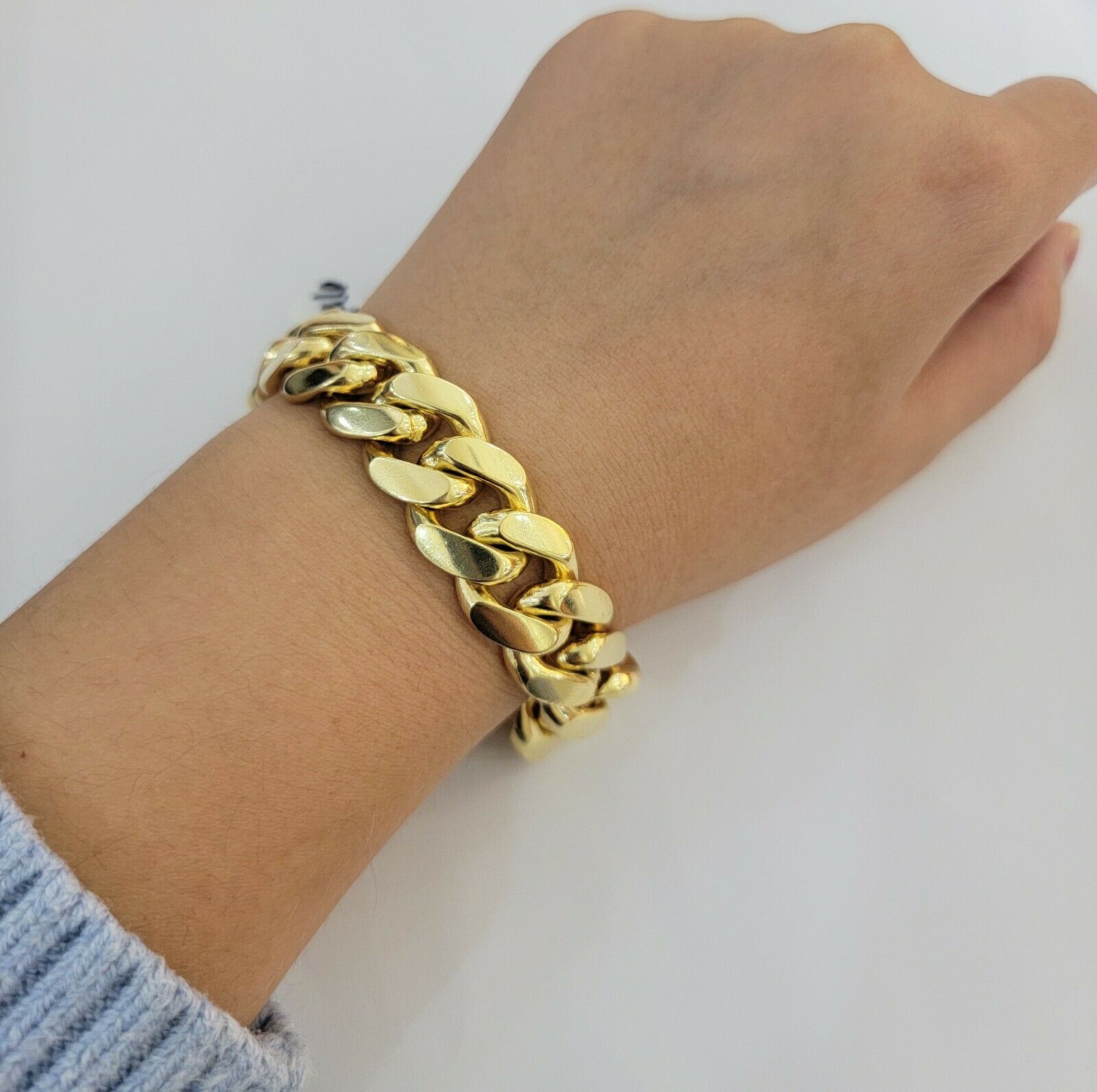 Solid 10k Gold Mens Bracelet Miami Cuban Link 8" 16mm10kt yellow gold THICK,REAL - GoldenlinQ