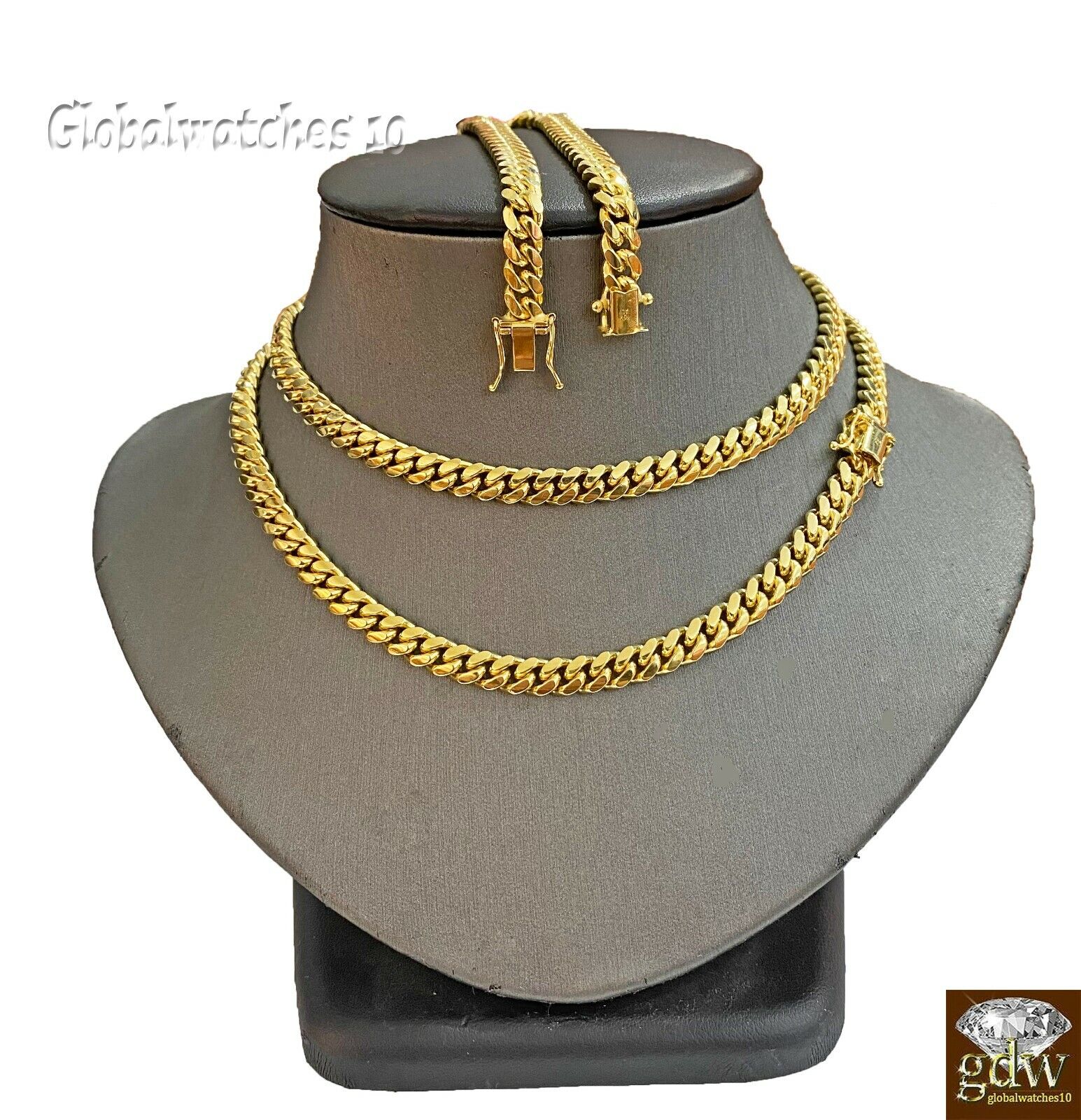 Solid 10k Gold Miami Cuban Chain Necklace 6mm 26" Box Lock Strong Link Heavy - GoldenlinQ
