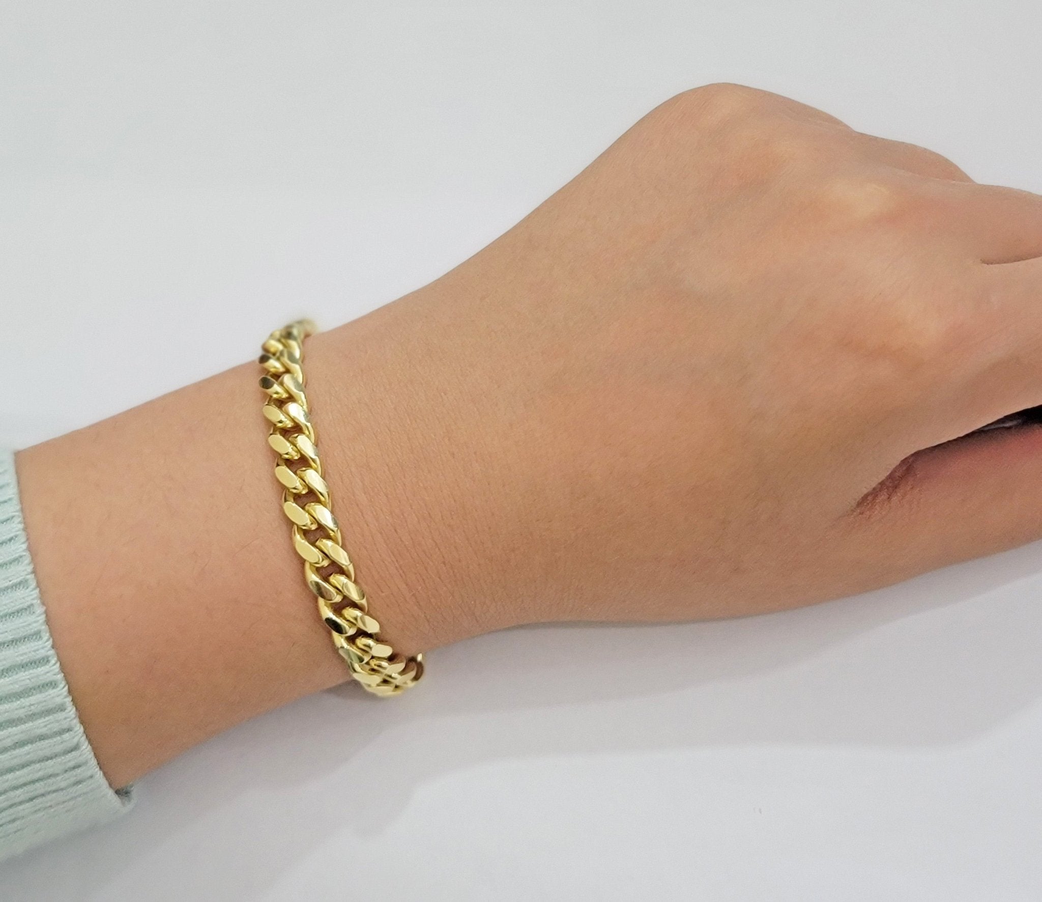 Solid 10k Gold Miami Cuban Link Bracelet 7MM 7.5" 8" 8.5" 9" REAL 10kt Gold Mens - GoldenlinQ