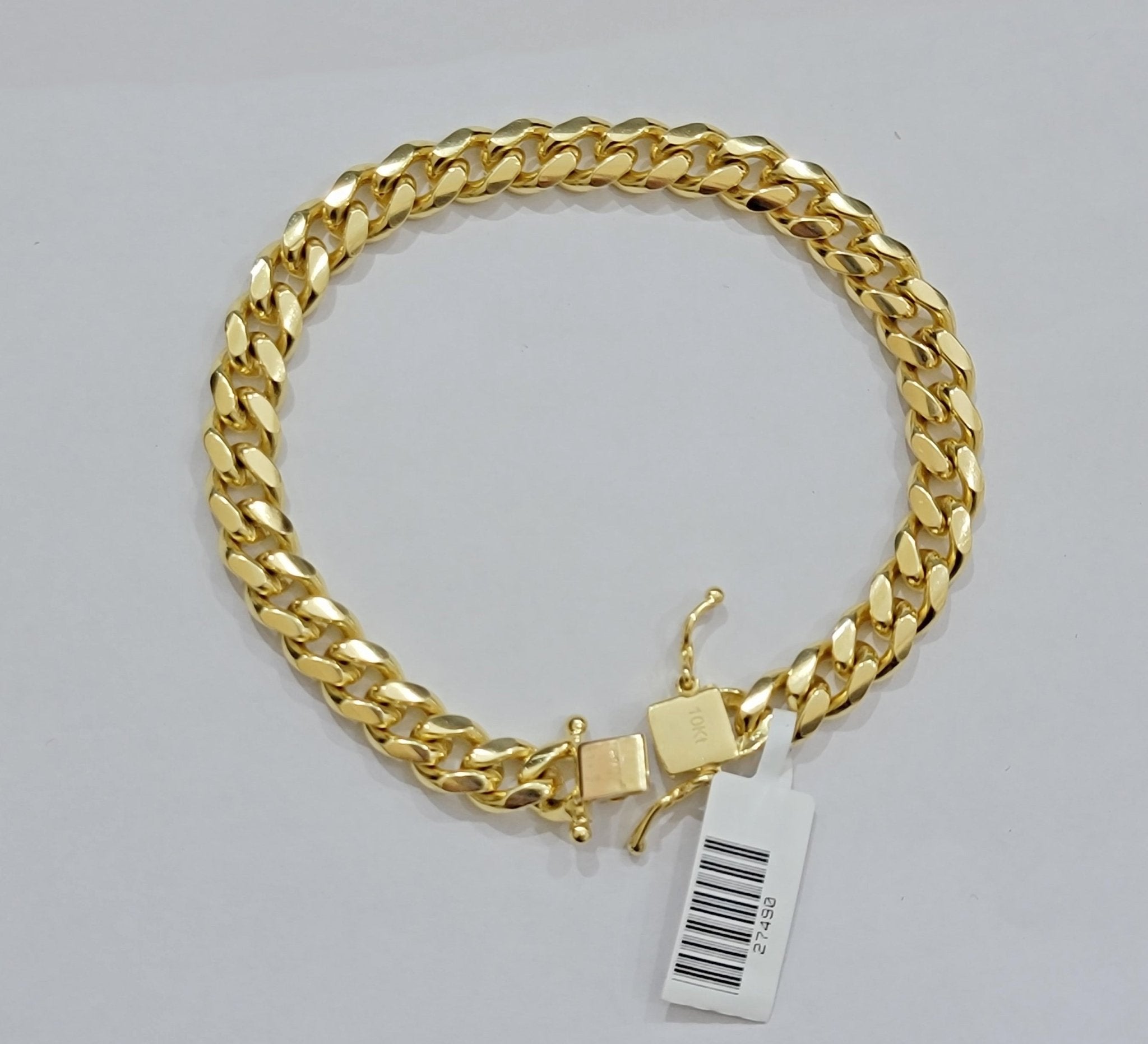 Solid 10k Gold Miami Cuban Link Bracelet 7MM 7.5" 8" 8.5" 9" REAL 10kt Gold Mens - GoldenlinQ