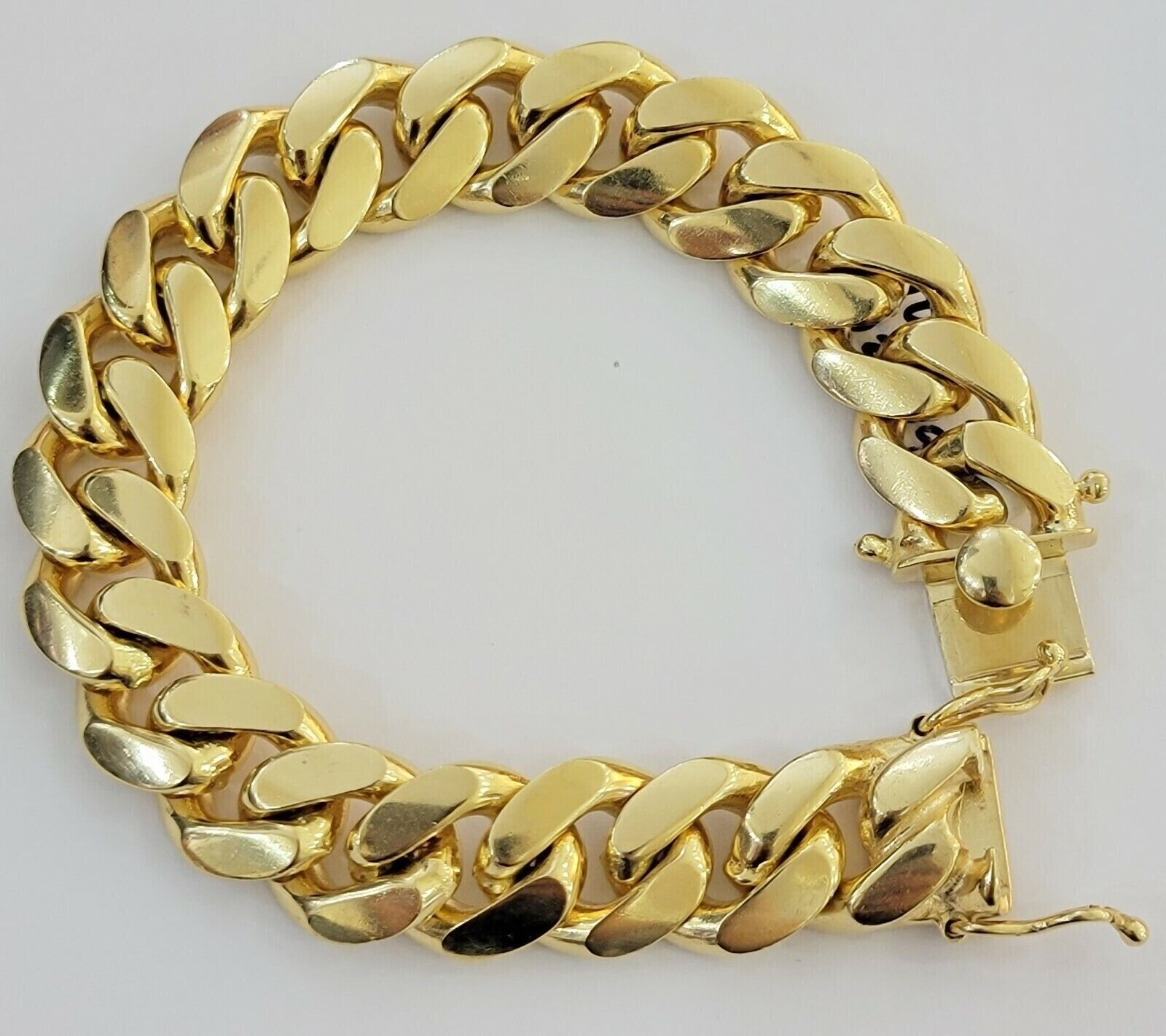 Solid 10k Gold Miami Cuban Link Bracelet Mens 8" 16mm Mens 10kt Real Gold Sale - GoldenlinQ