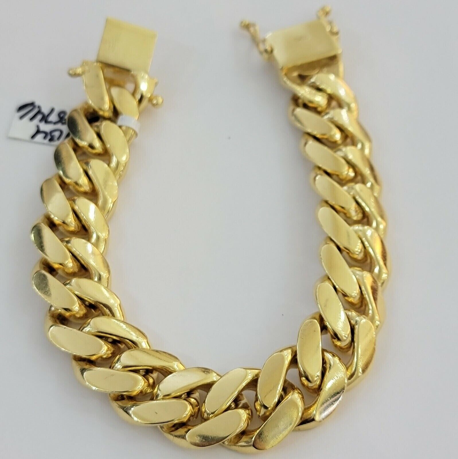 Solid 10k Gold Miami Cuban Link Bracelet Mens 8" 16mm Mens 10kt Real Gold Sale - GoldenlinQ